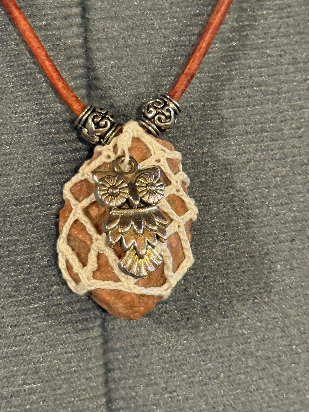 Owl grounding stone necklace