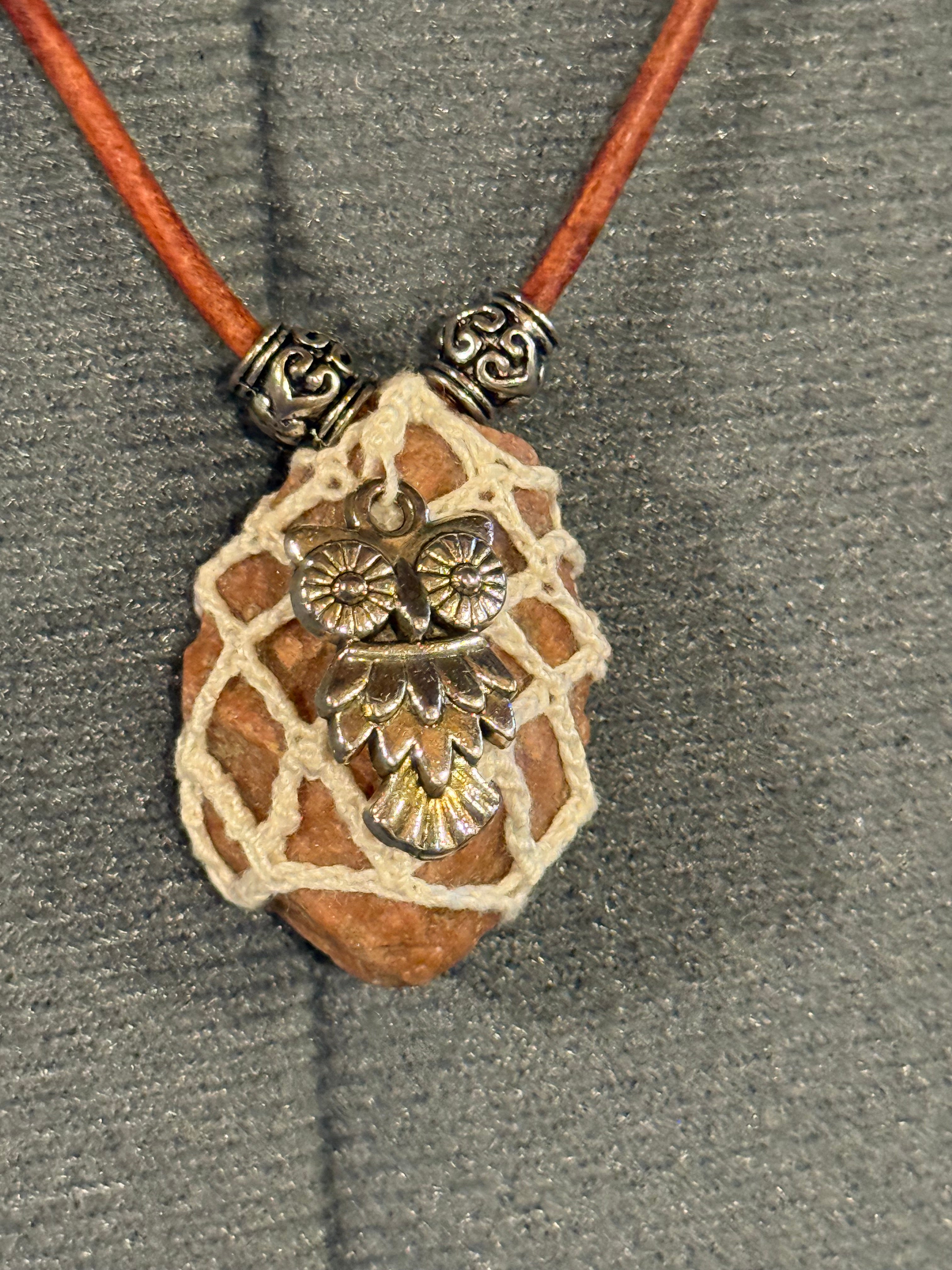 Owl grounding stone necklace