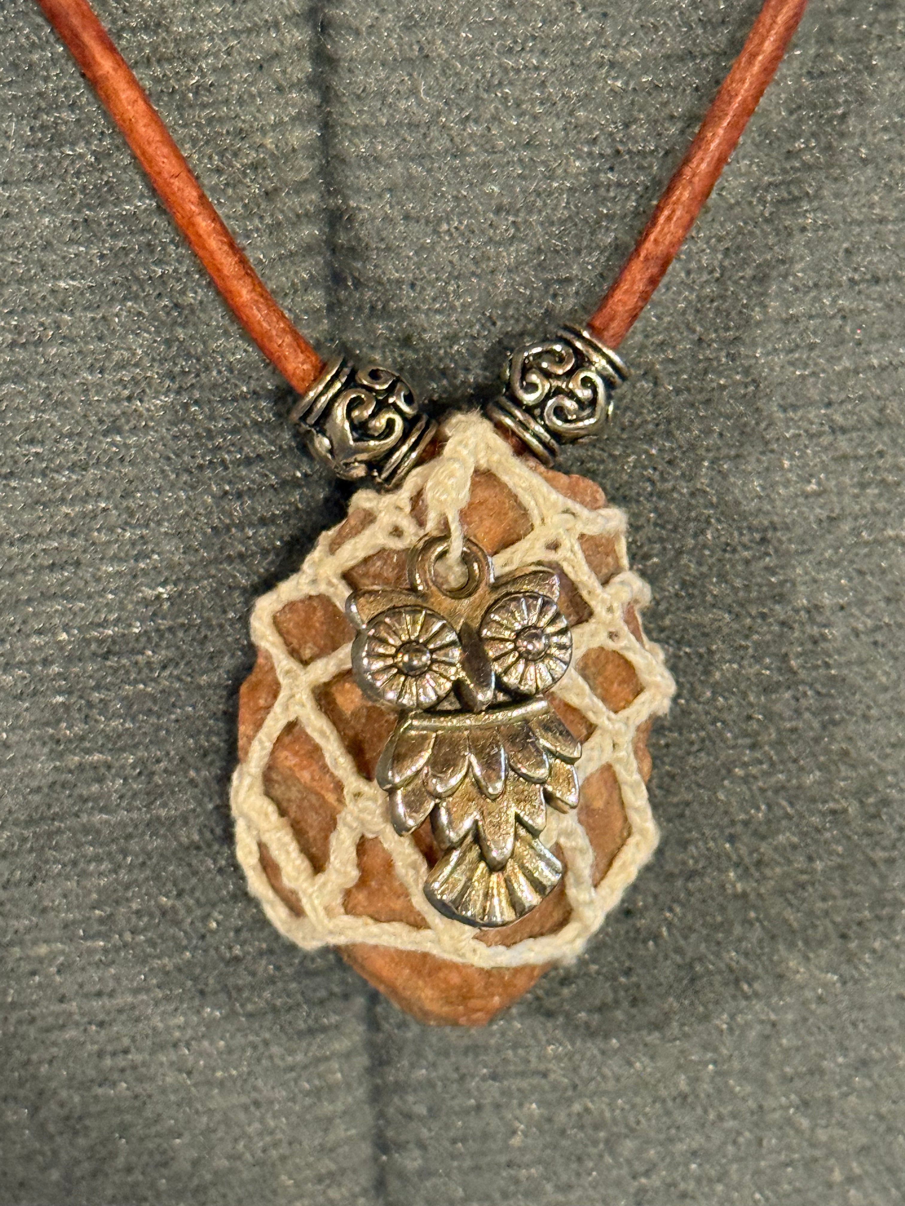 Owl grounding stone necklace