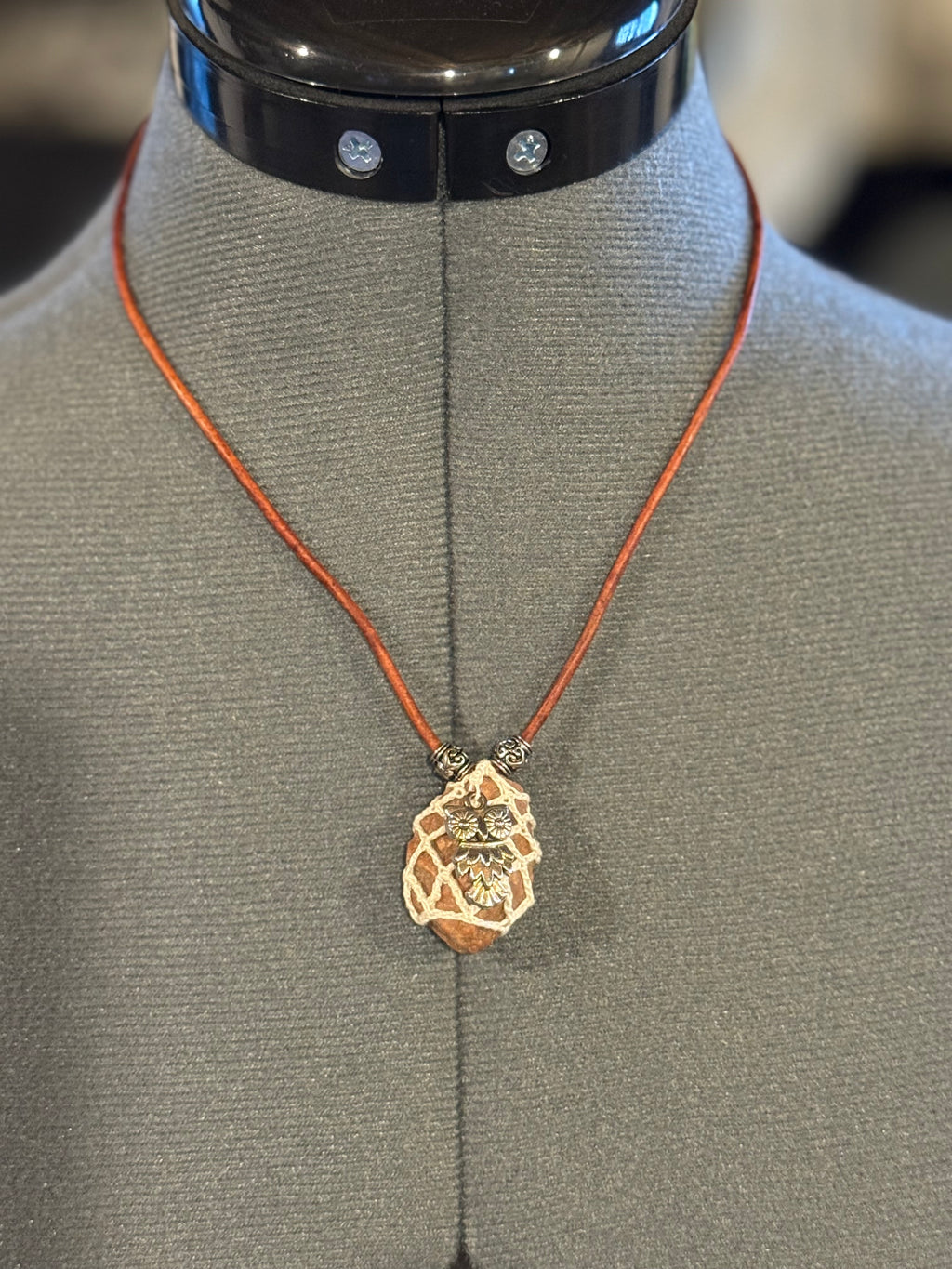 Owl grounding stone necklace