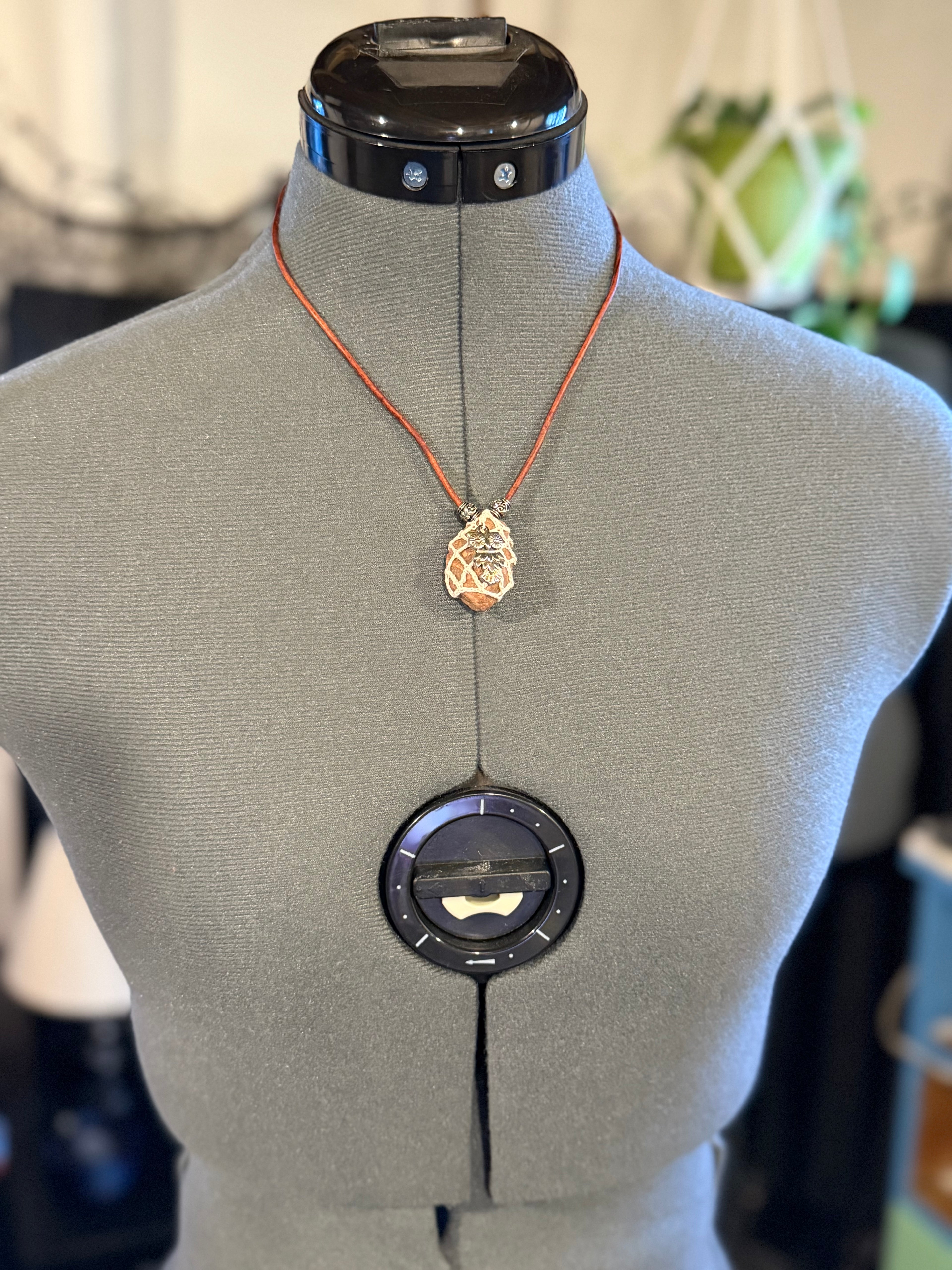 Owl grounding stone necklace