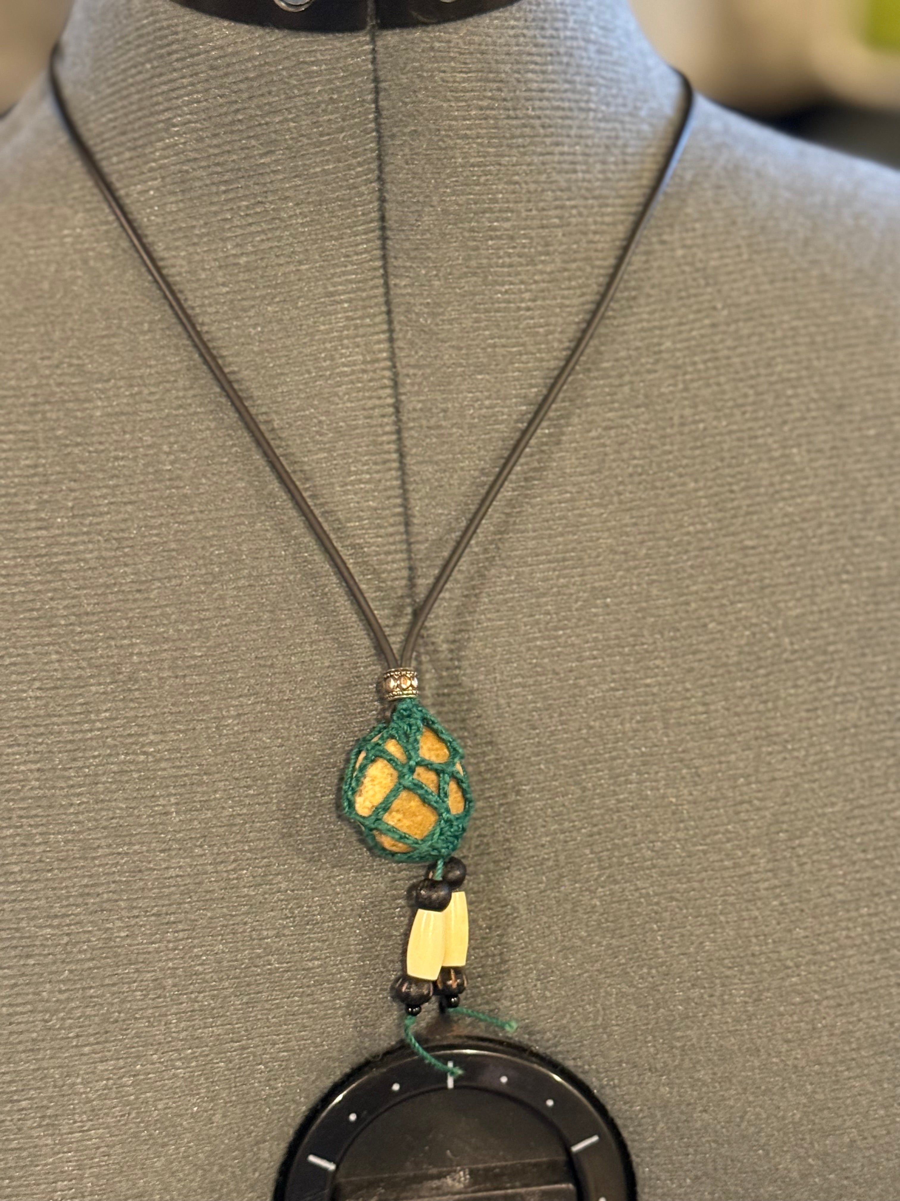 grounding stone necklace with bone beads
