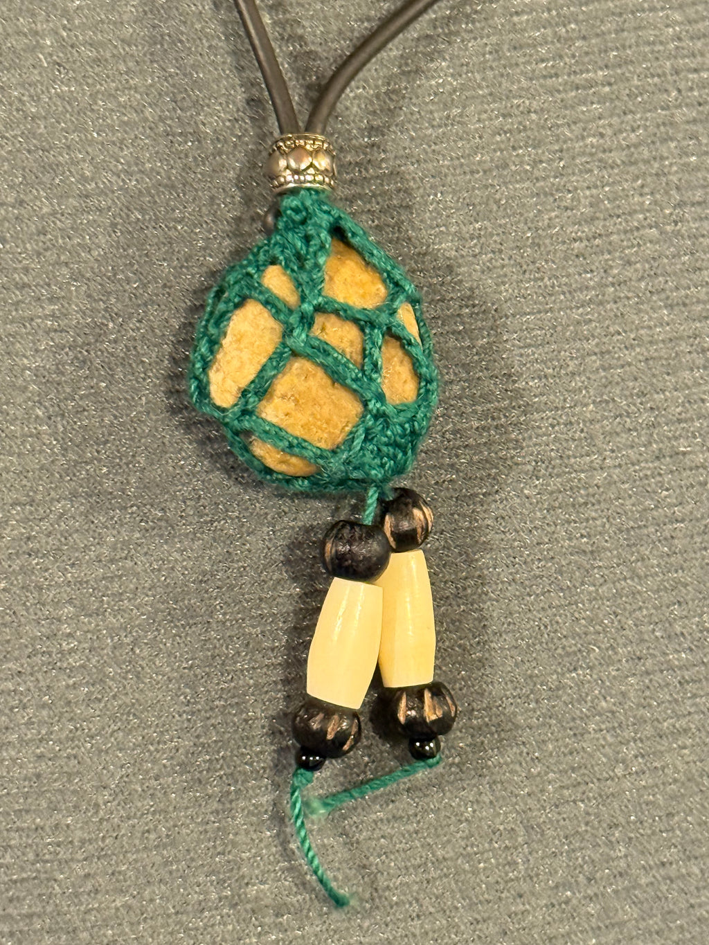 grounding stone necklace with bone beads