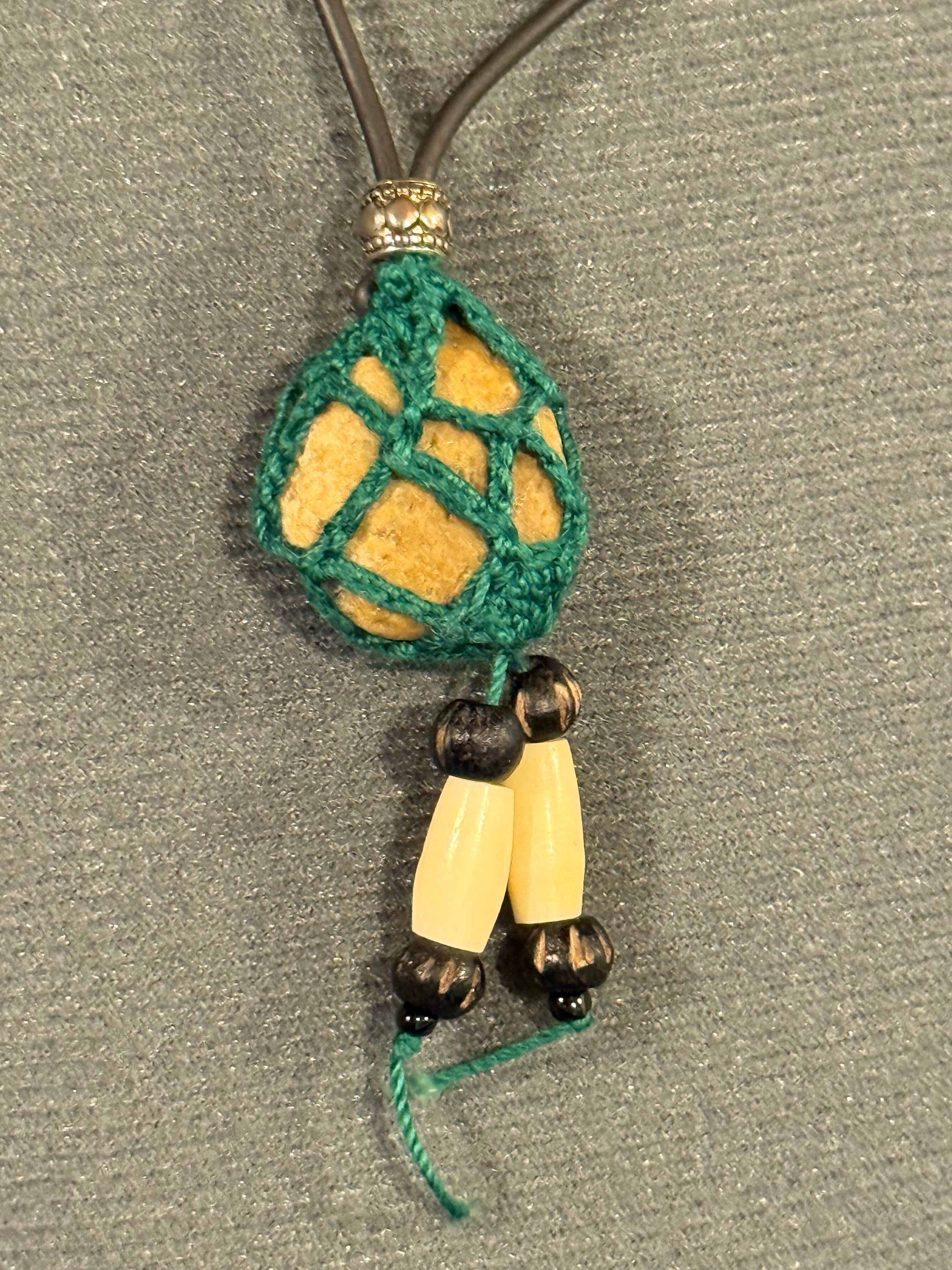 grounding stone necklace with bone beads