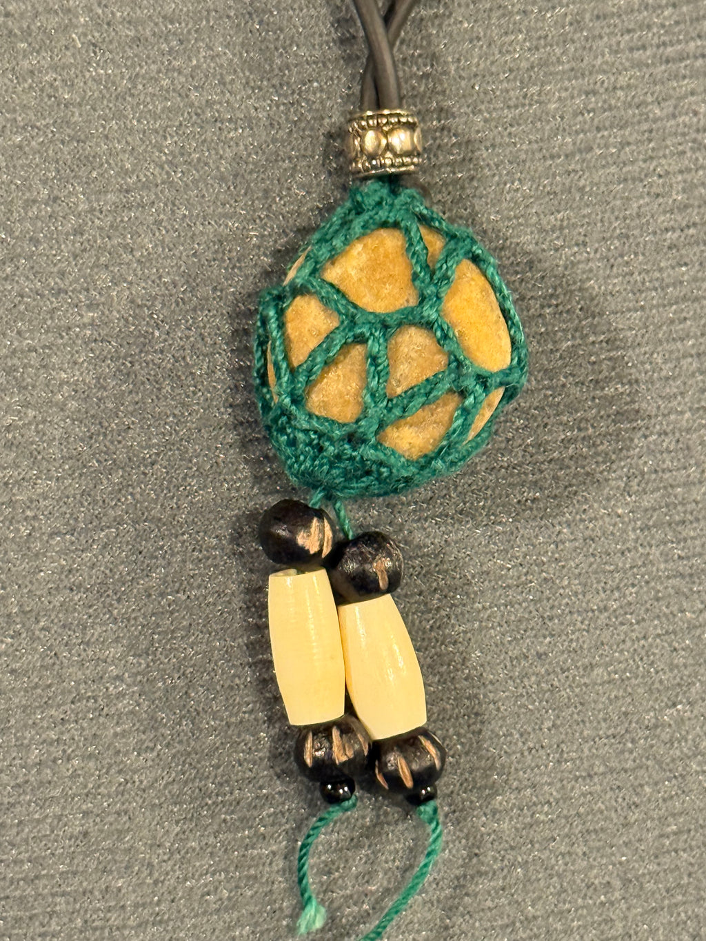 grounding stone necklace with bone beads