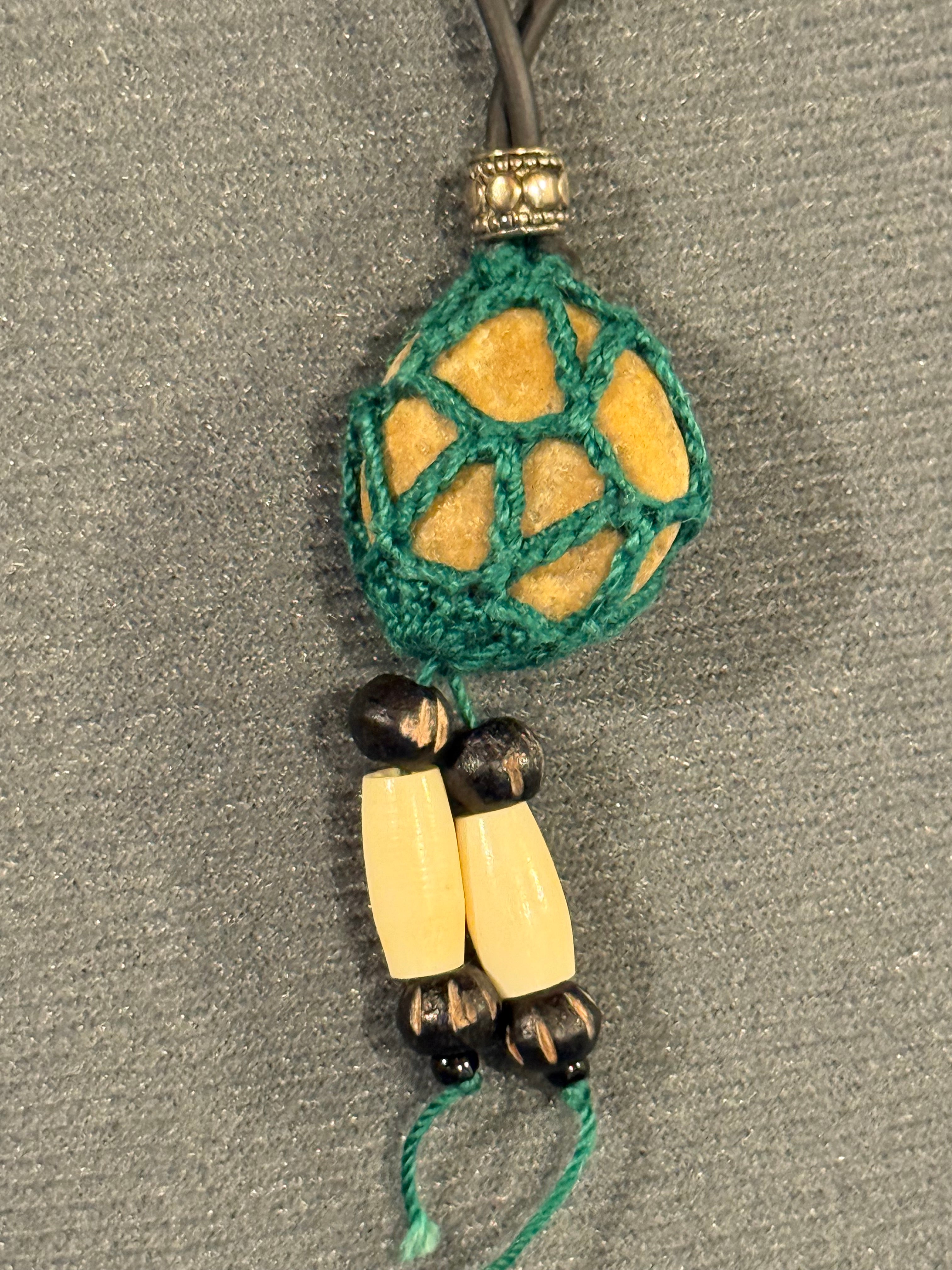 grounding stone necklace with bone beads