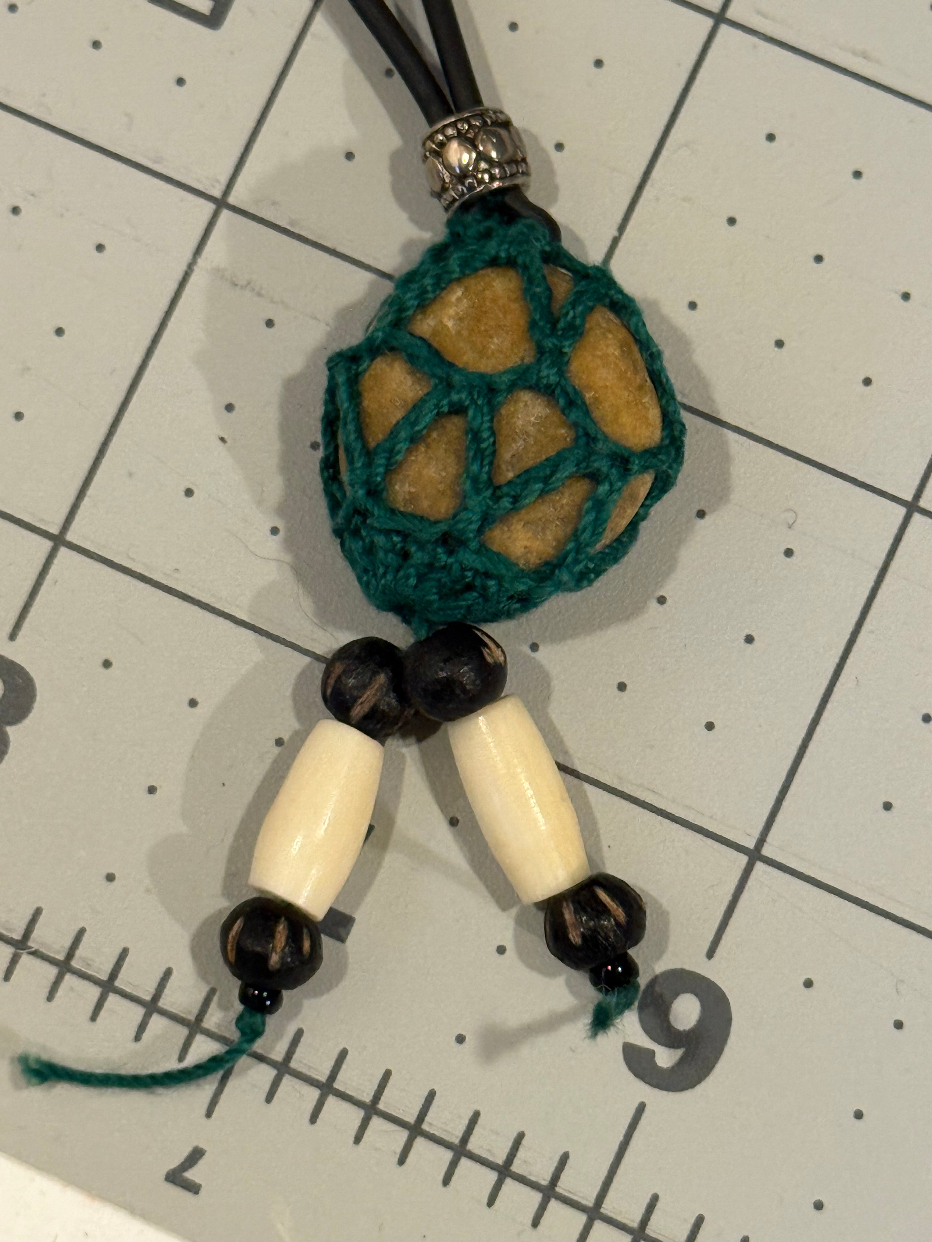 grounding stone necklace with bone beads