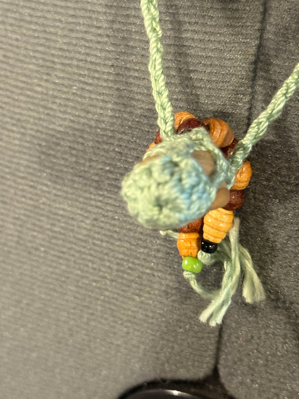 light green grounding stone necklace with wooden beads