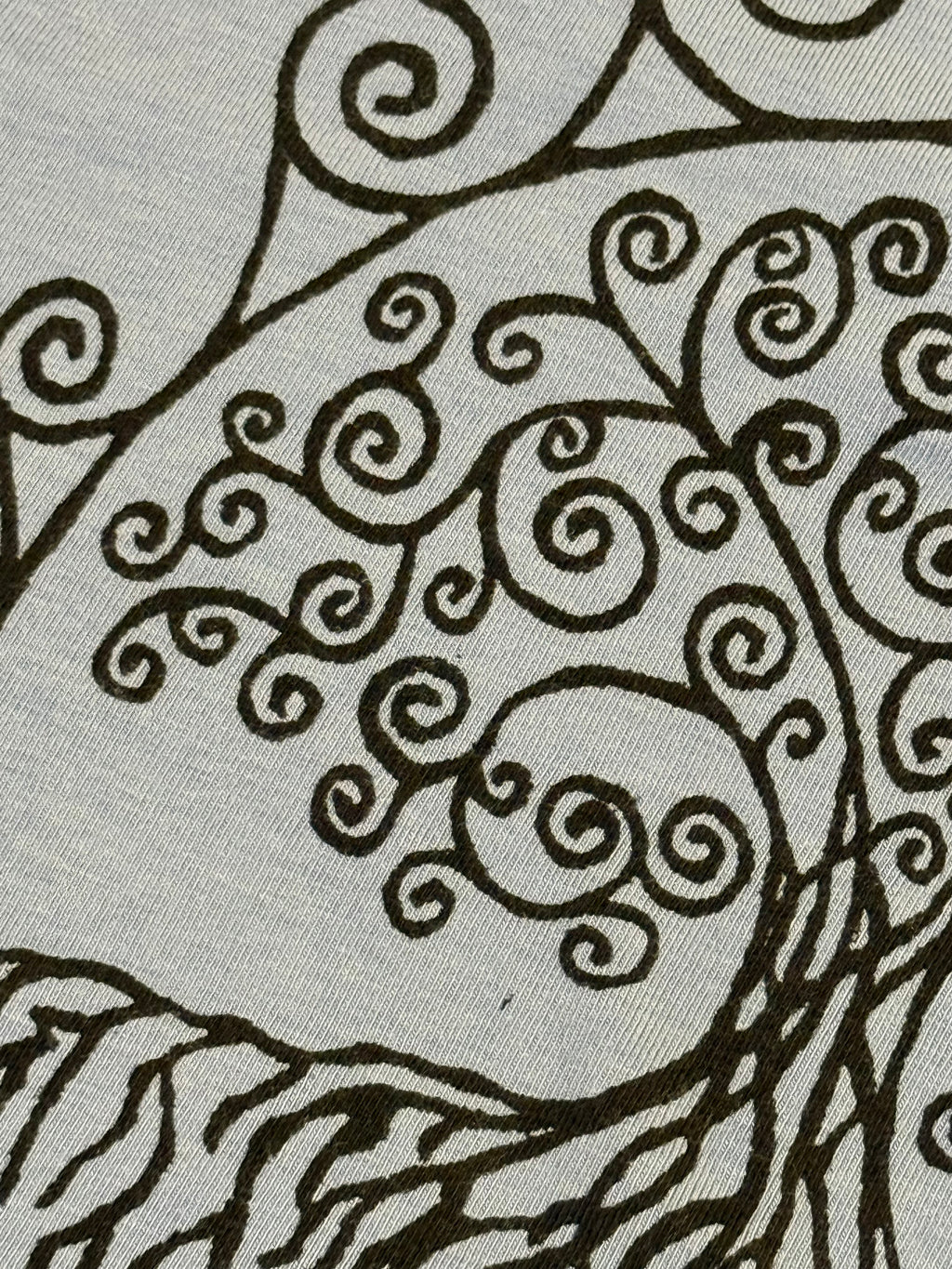 smokey blue tank with black world's tree