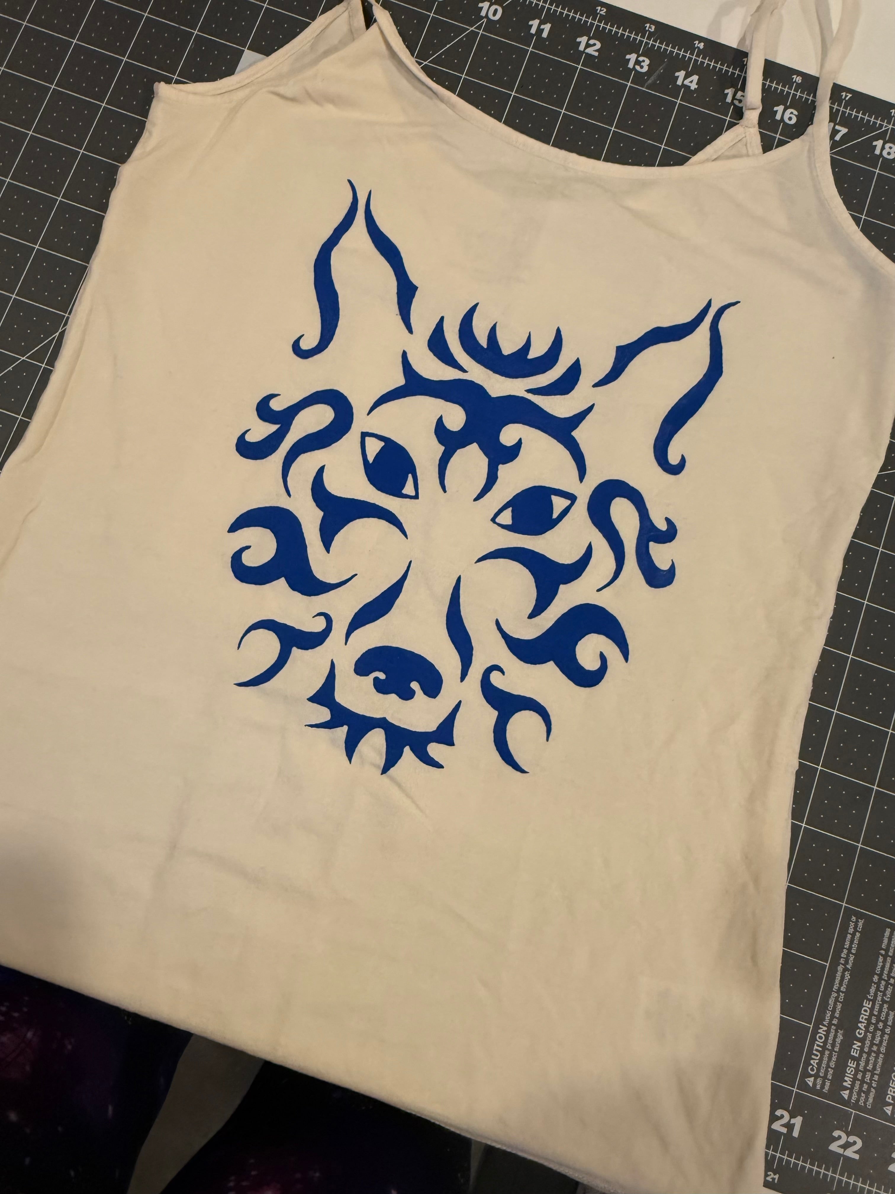 white tank with blue wolf