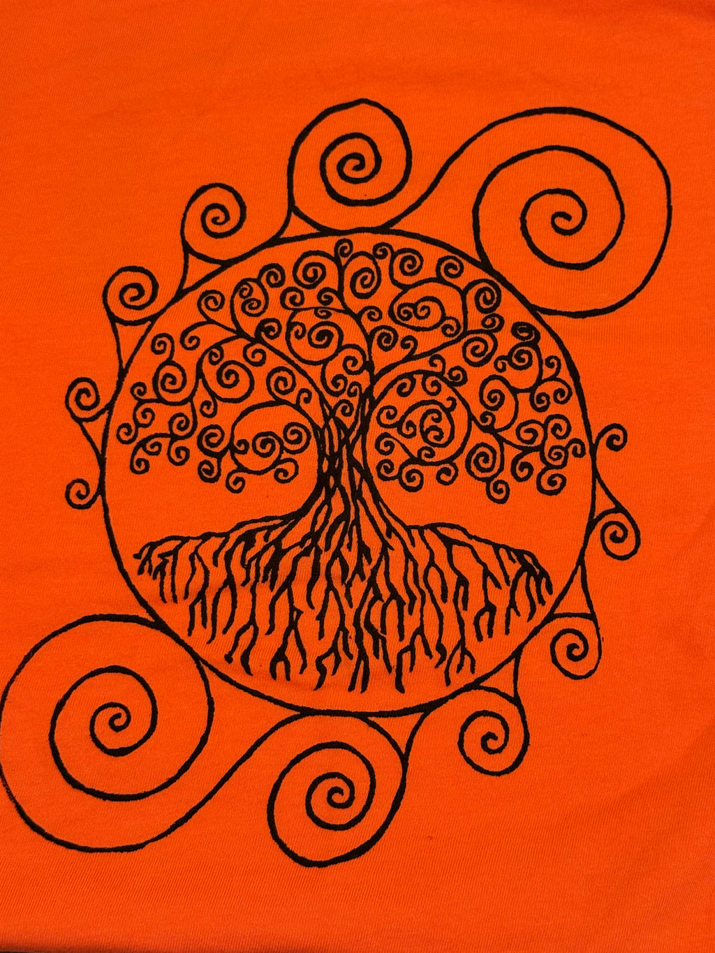 women's XL orange tree of life shirt