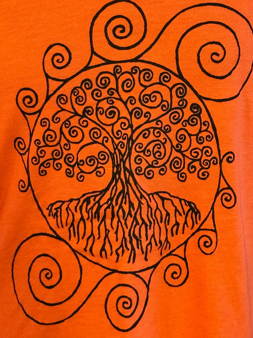 women's XL orange tree of life shirt