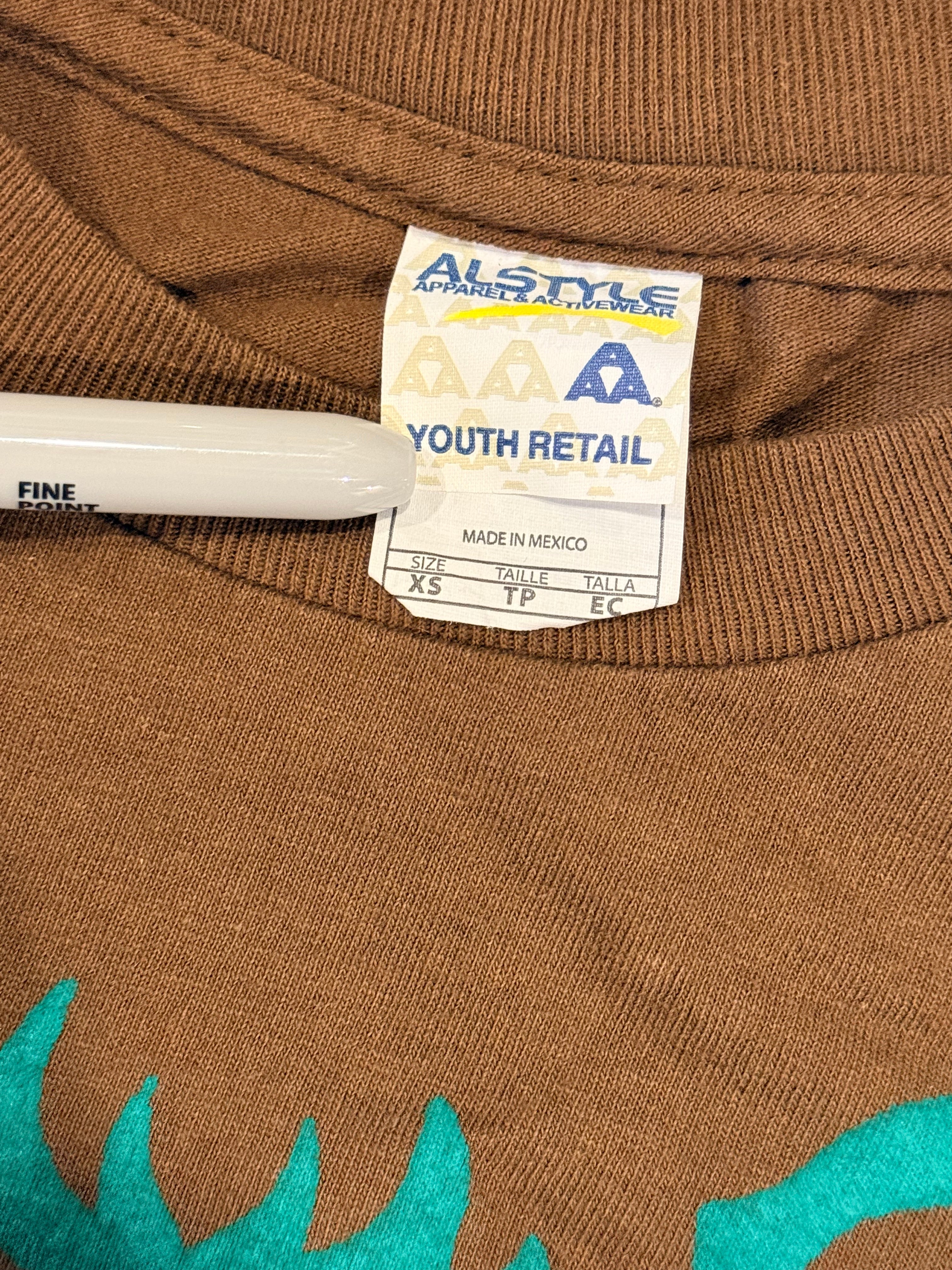 kids brown long sleeve shirt with wolf print