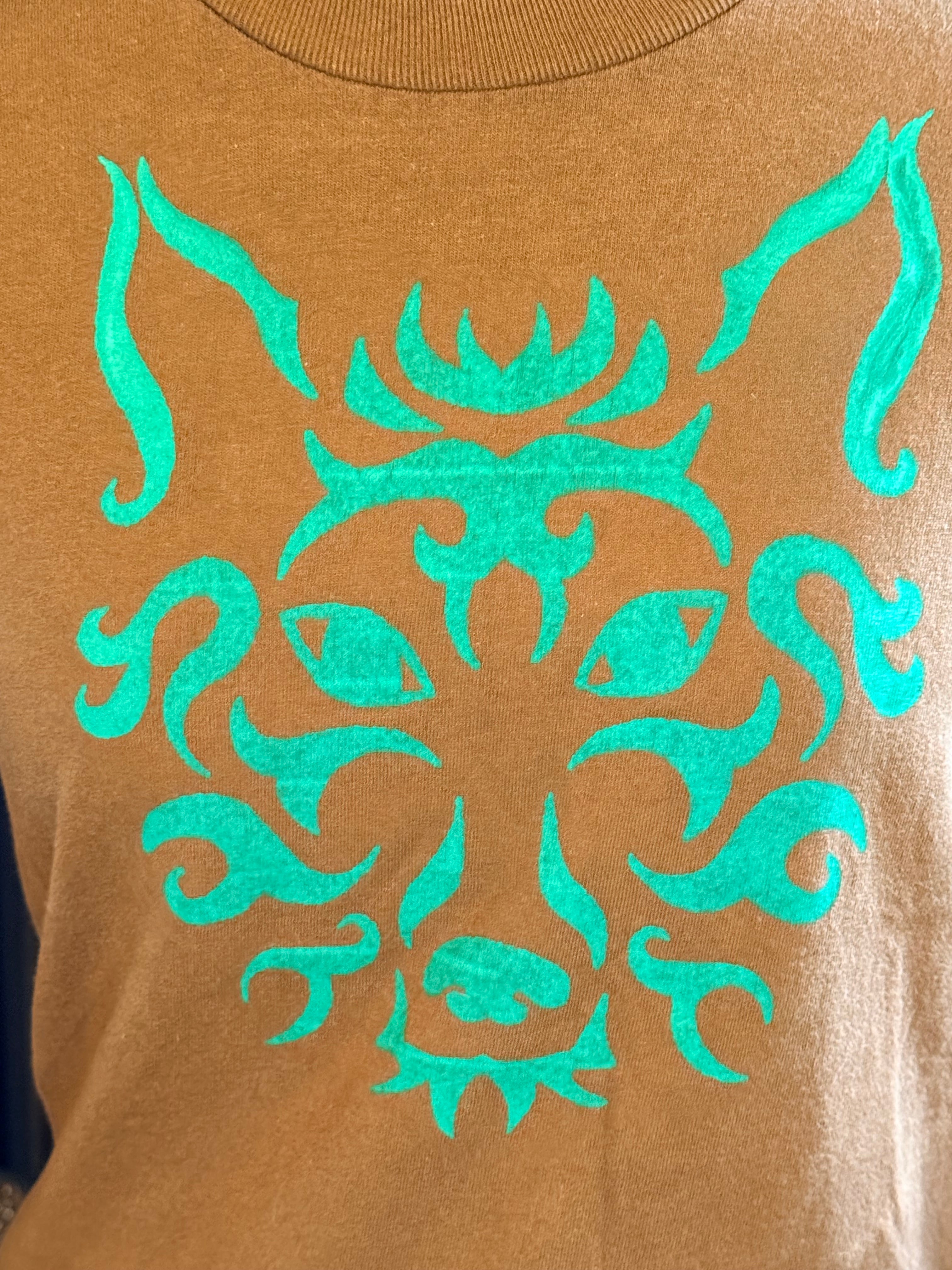 kids brown long sleeve shirt with wolf print