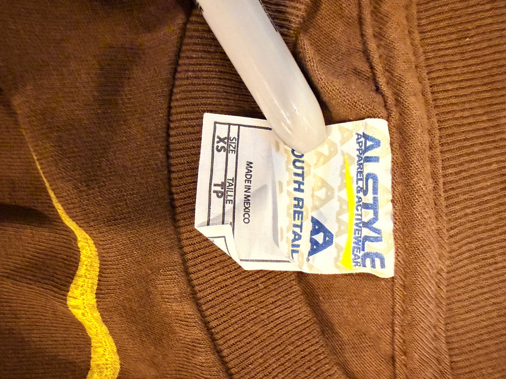 kids long sleeve brown shirt with skull/flowers design