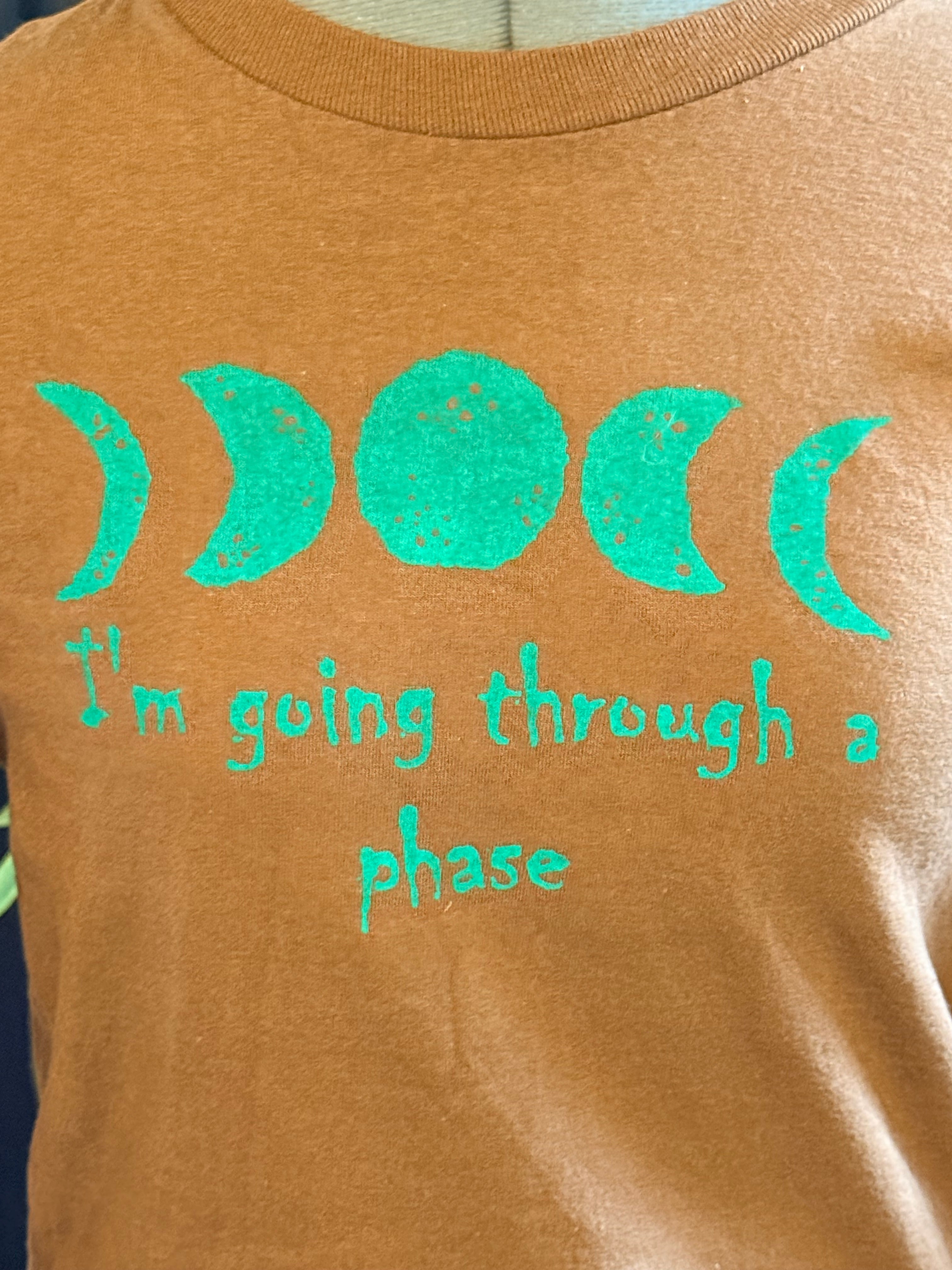 kids long sleeve brown shirt with moon phase design