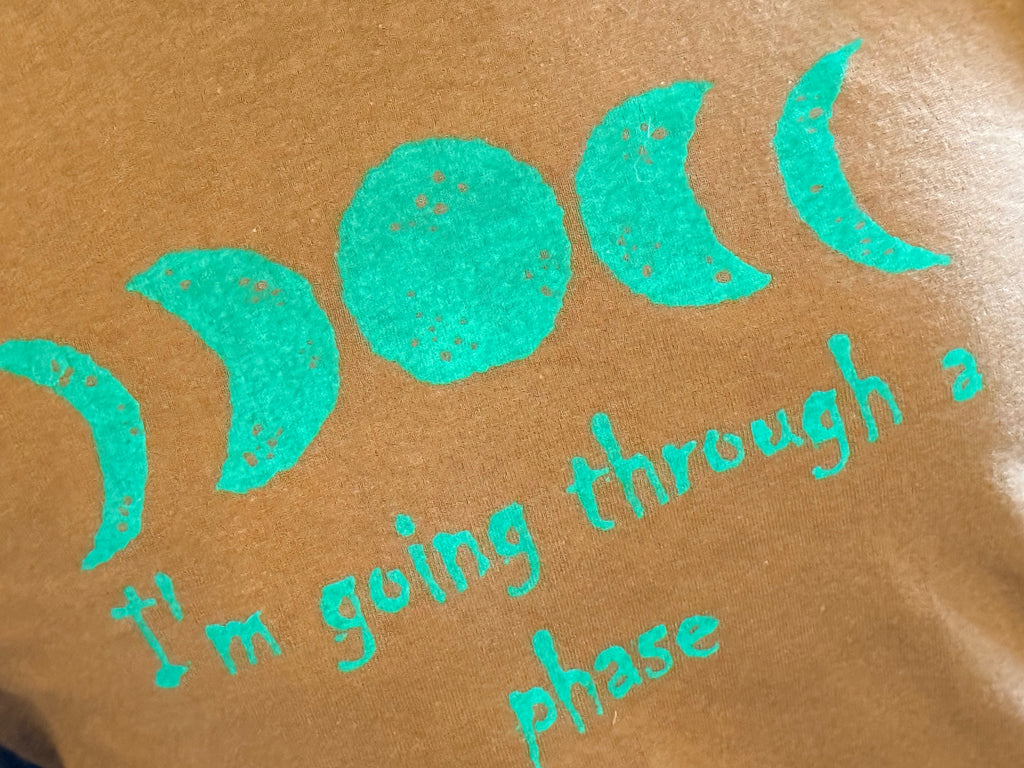 kids long sleeve brown shirt with moon phase design