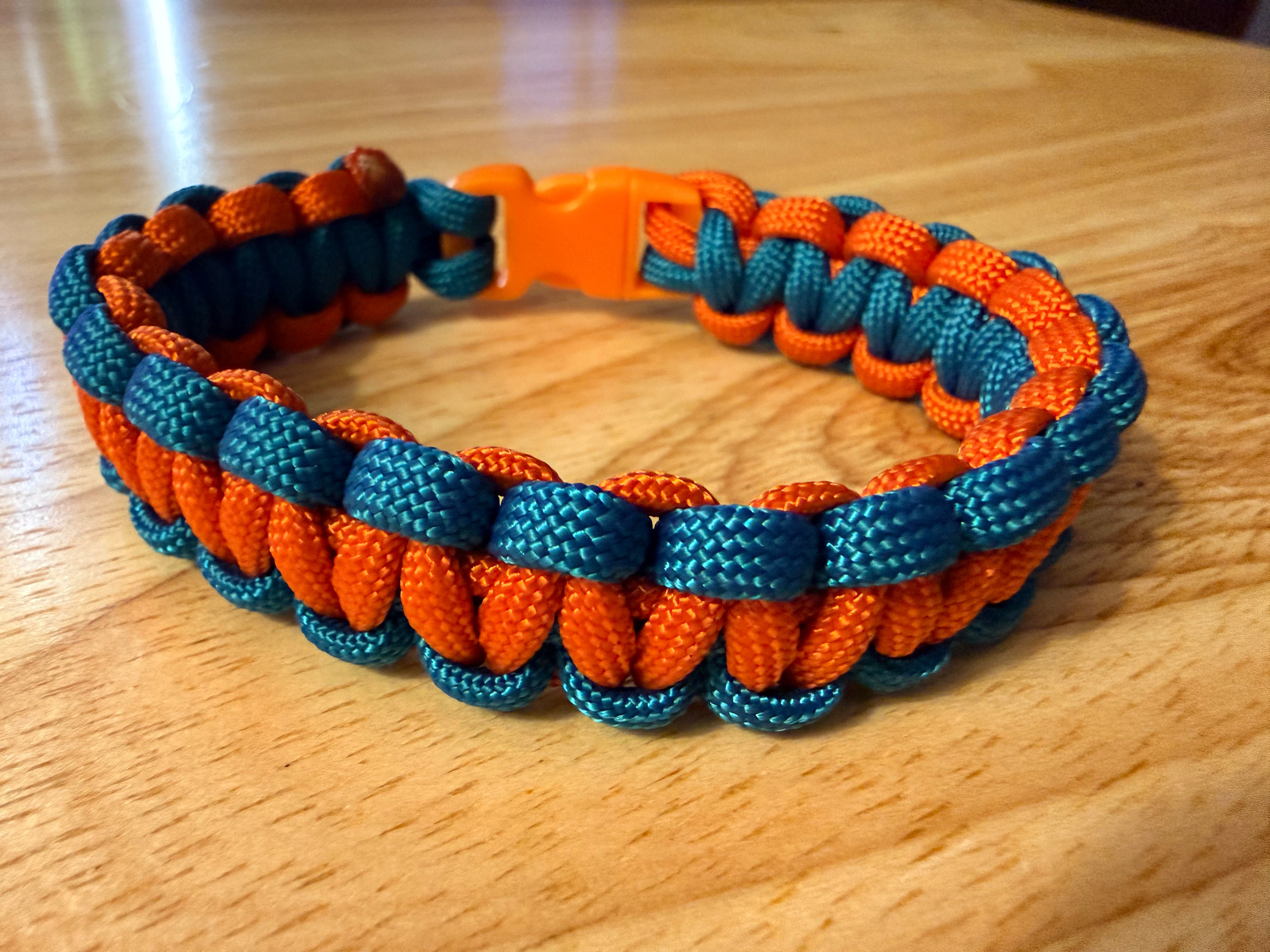 teal/orange paracord bracelet