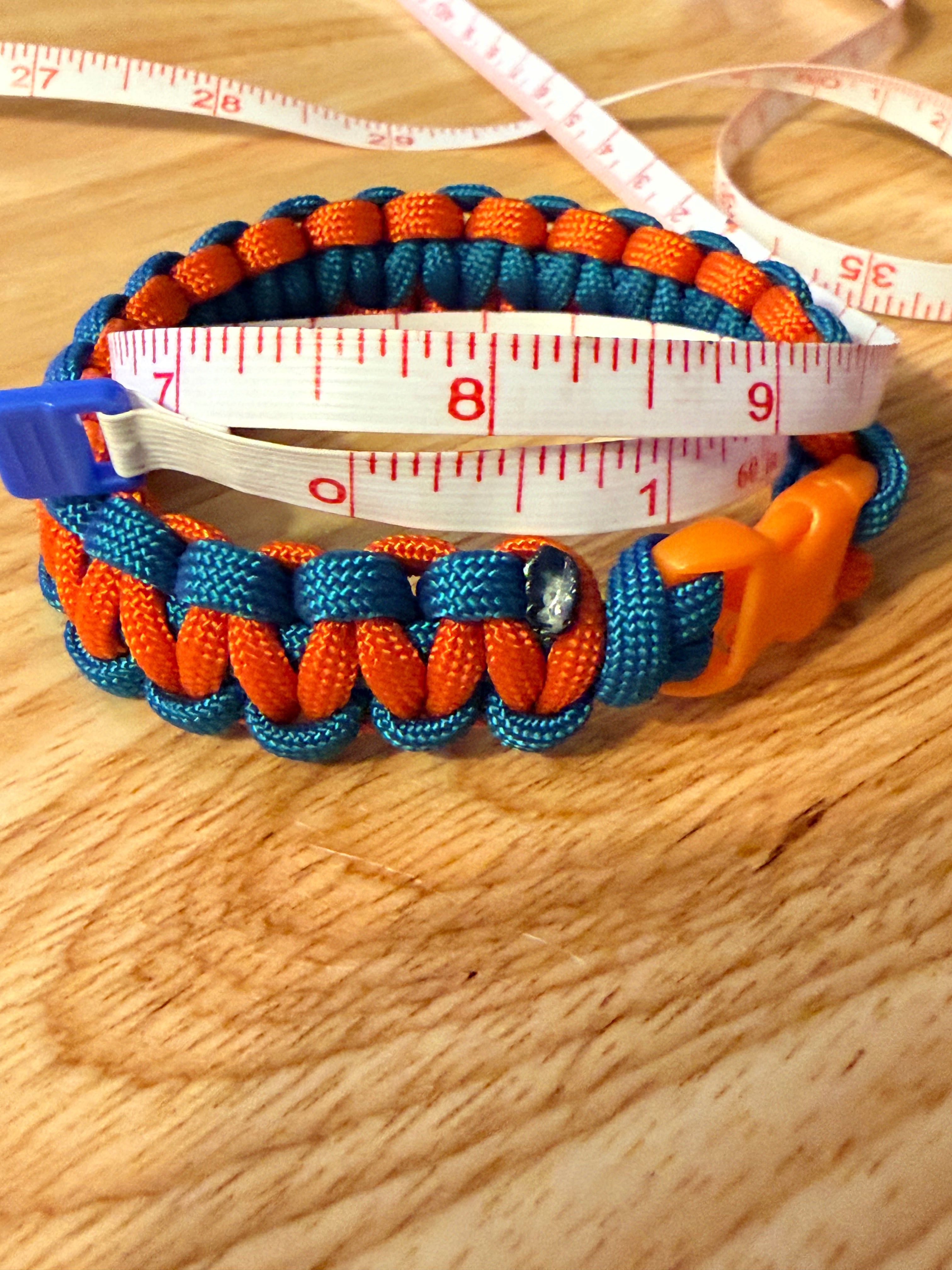 teal/orange paracord bracelet
