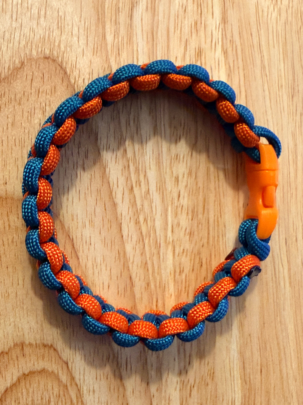 teal/orange paracord bracelet