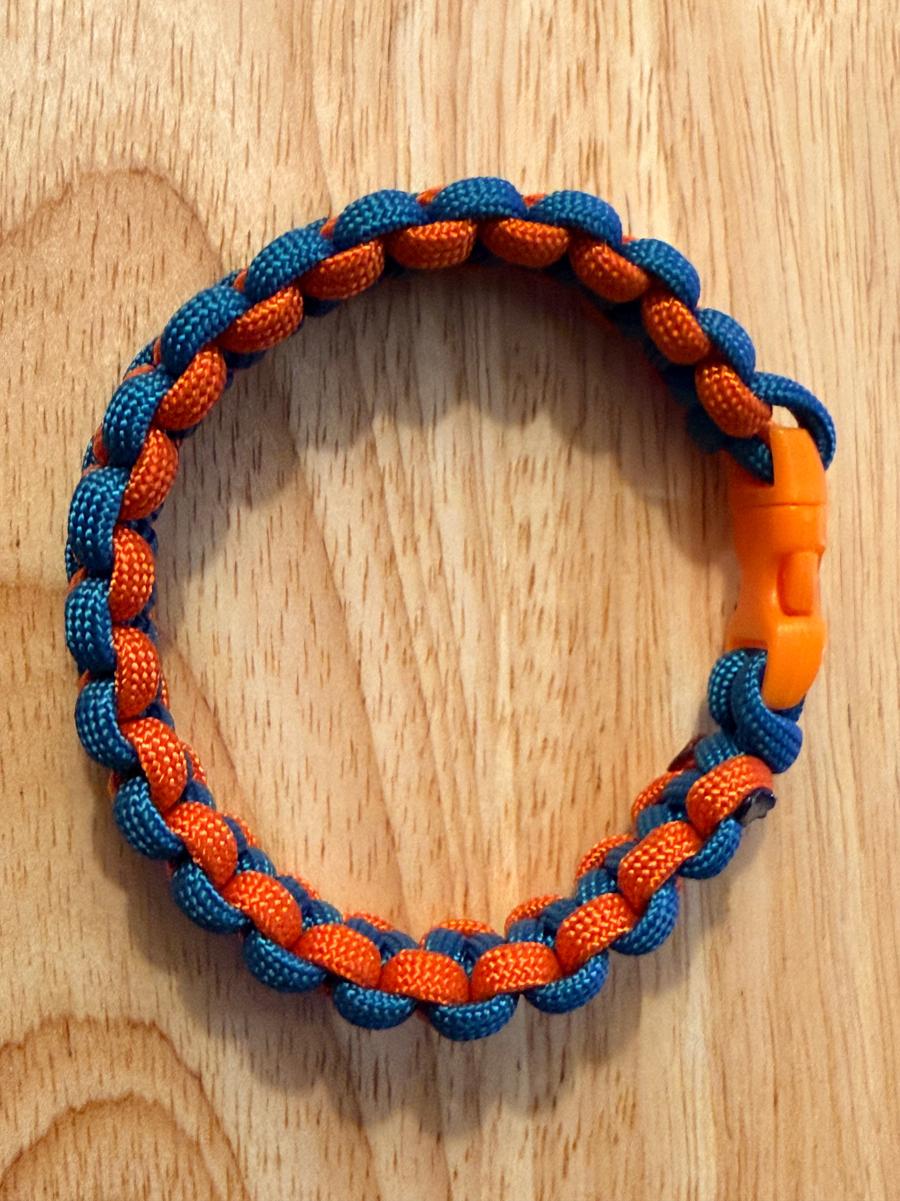 teal/orange paracord bracelet