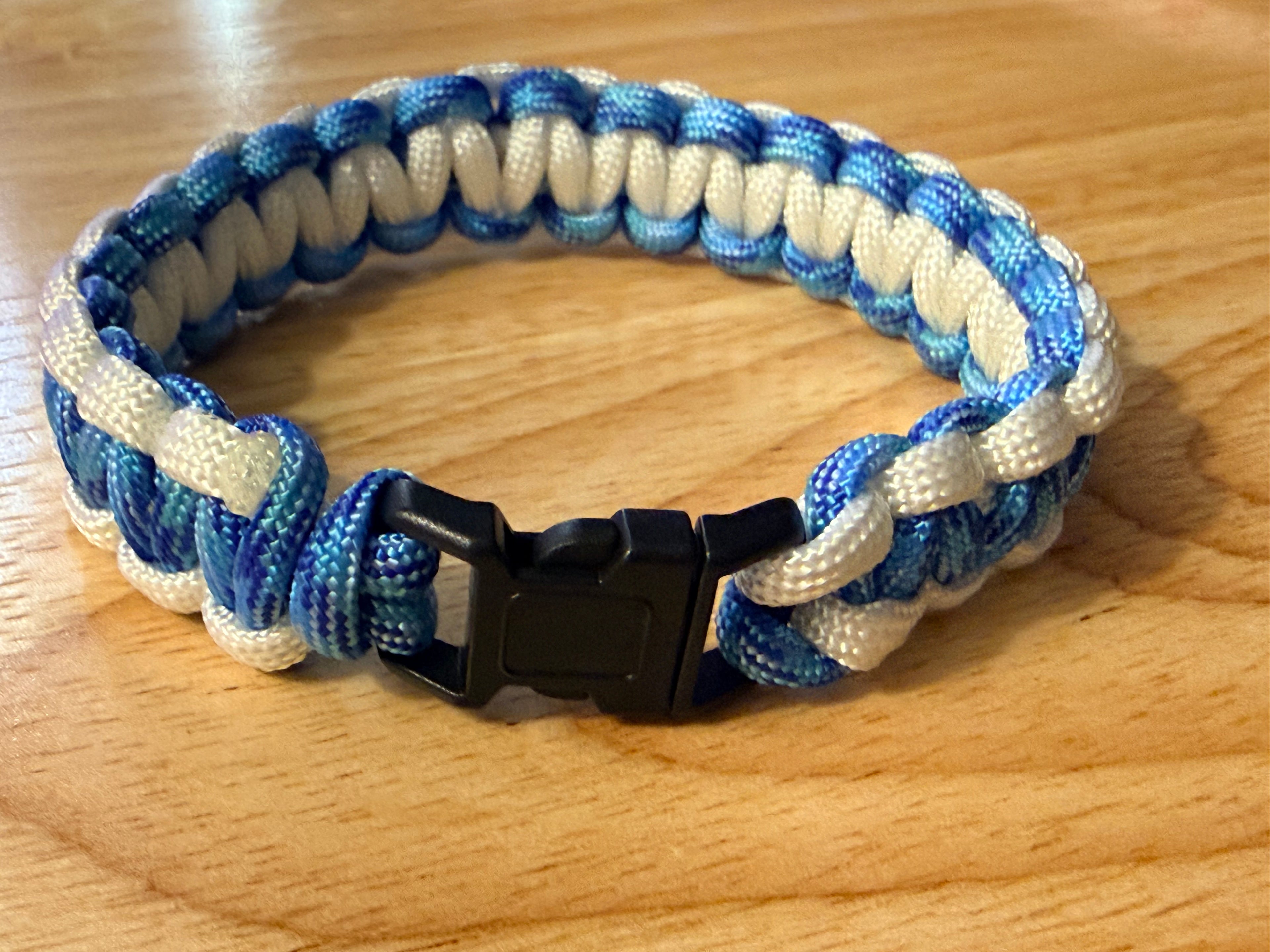 light blue/white paracord bracelet