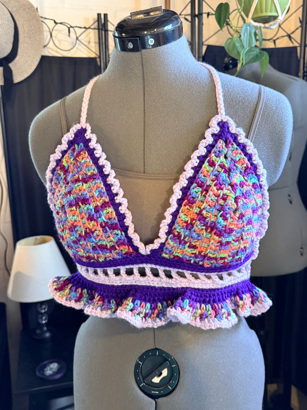 purple confetti halter top