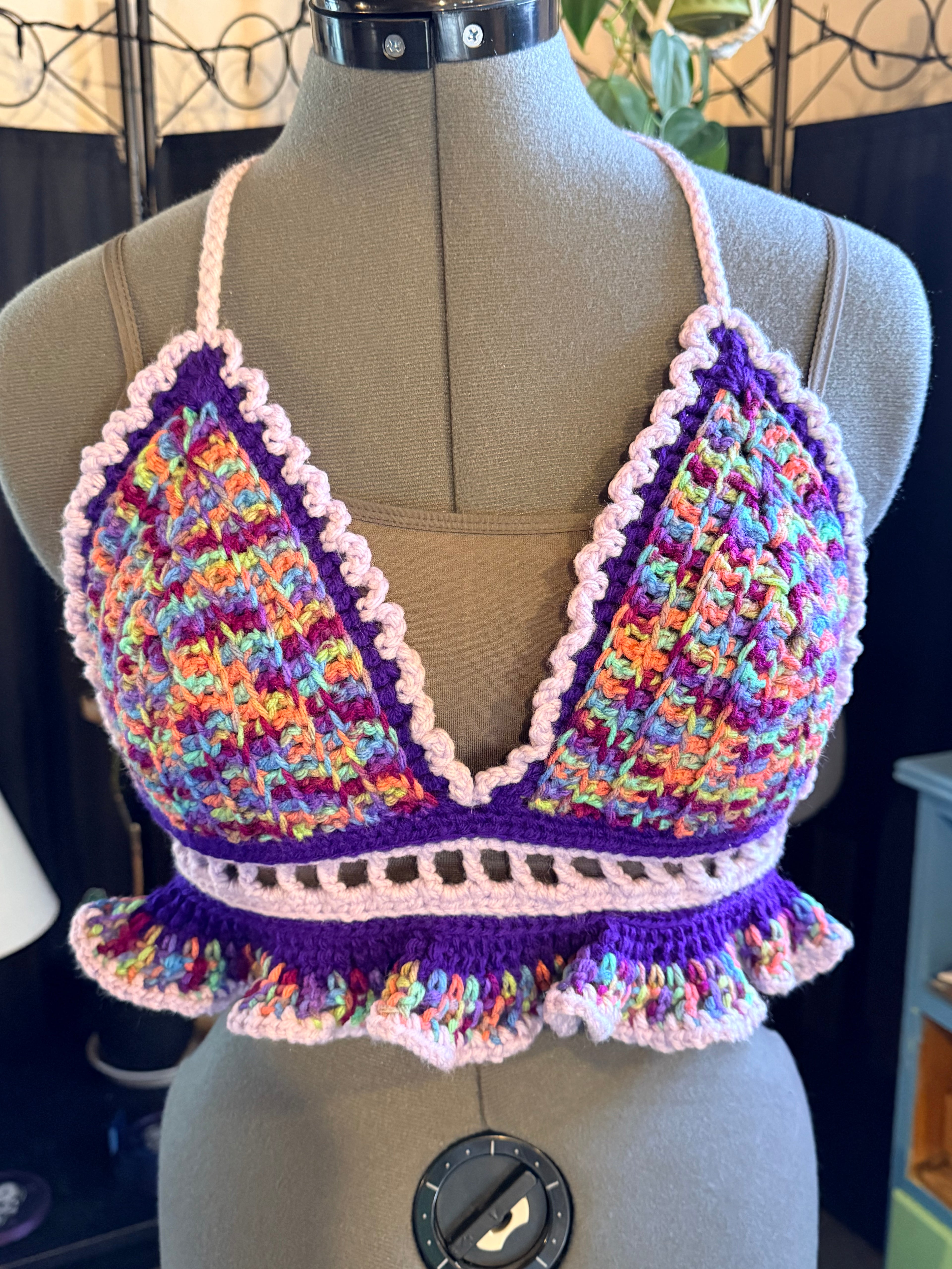 purple confetti halter top