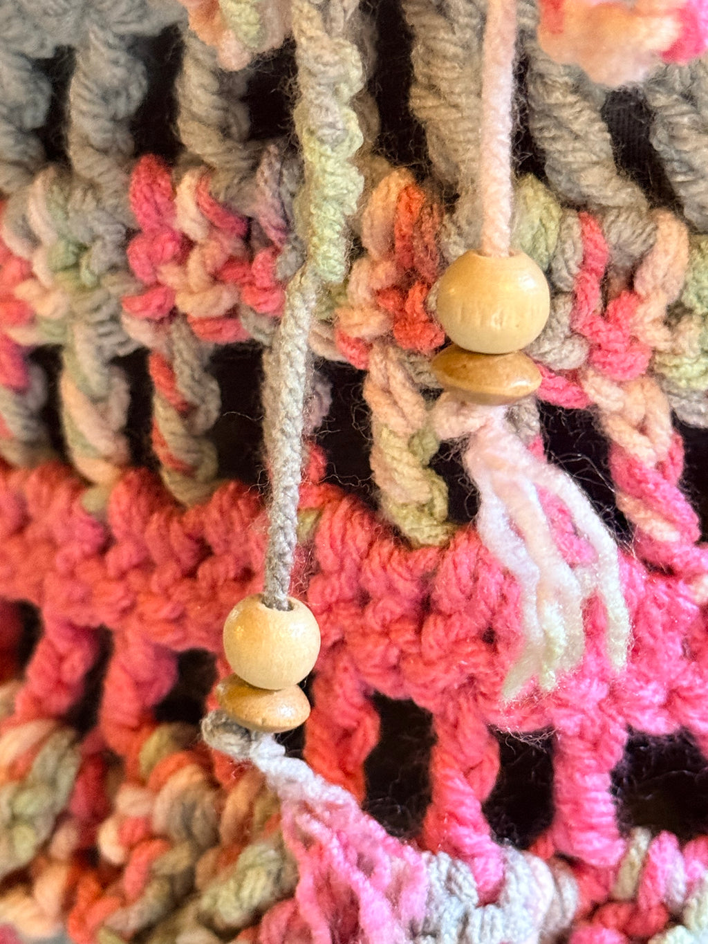 pink & gray halter top with beads