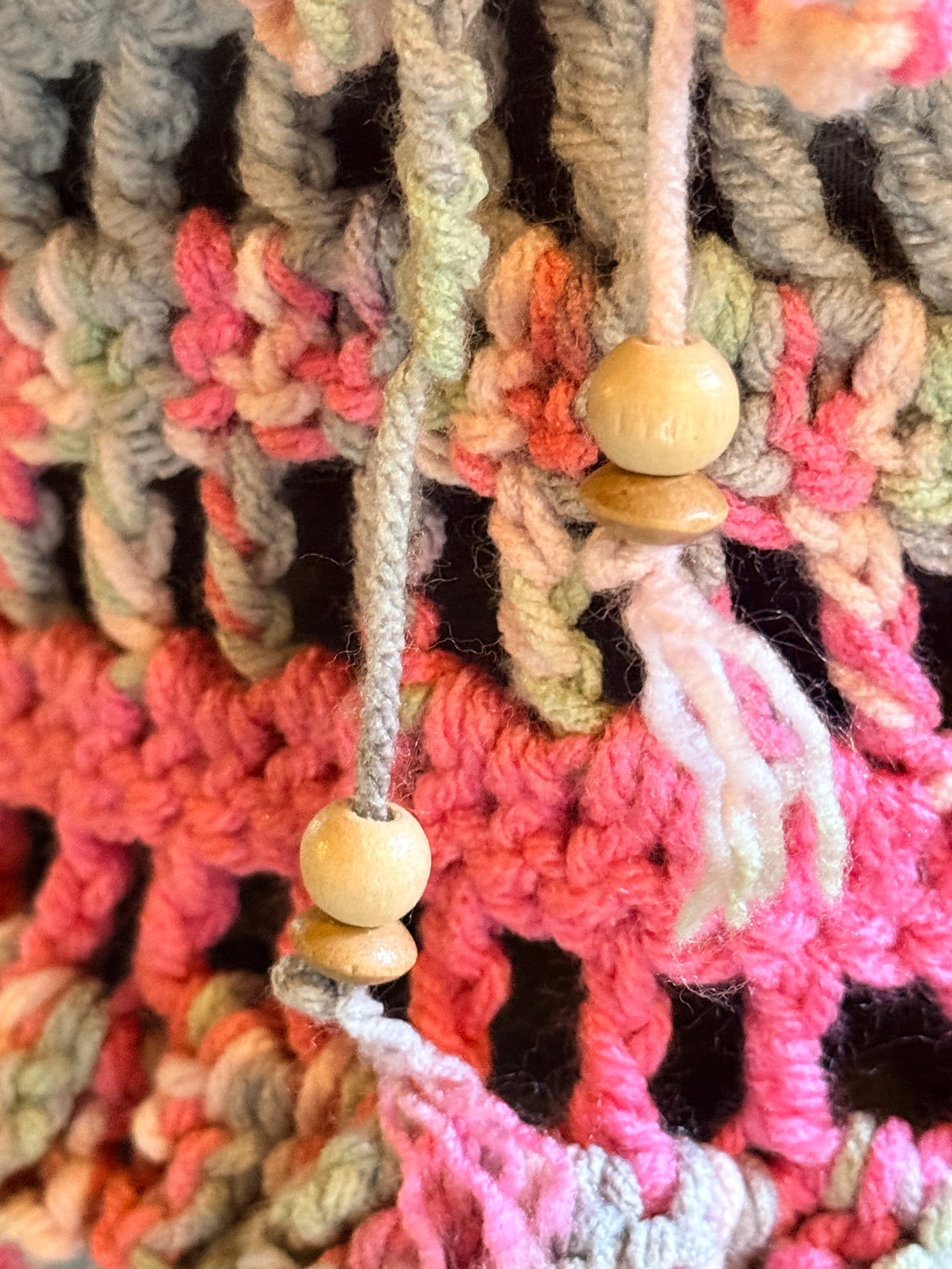 pink & gray halter top with beads