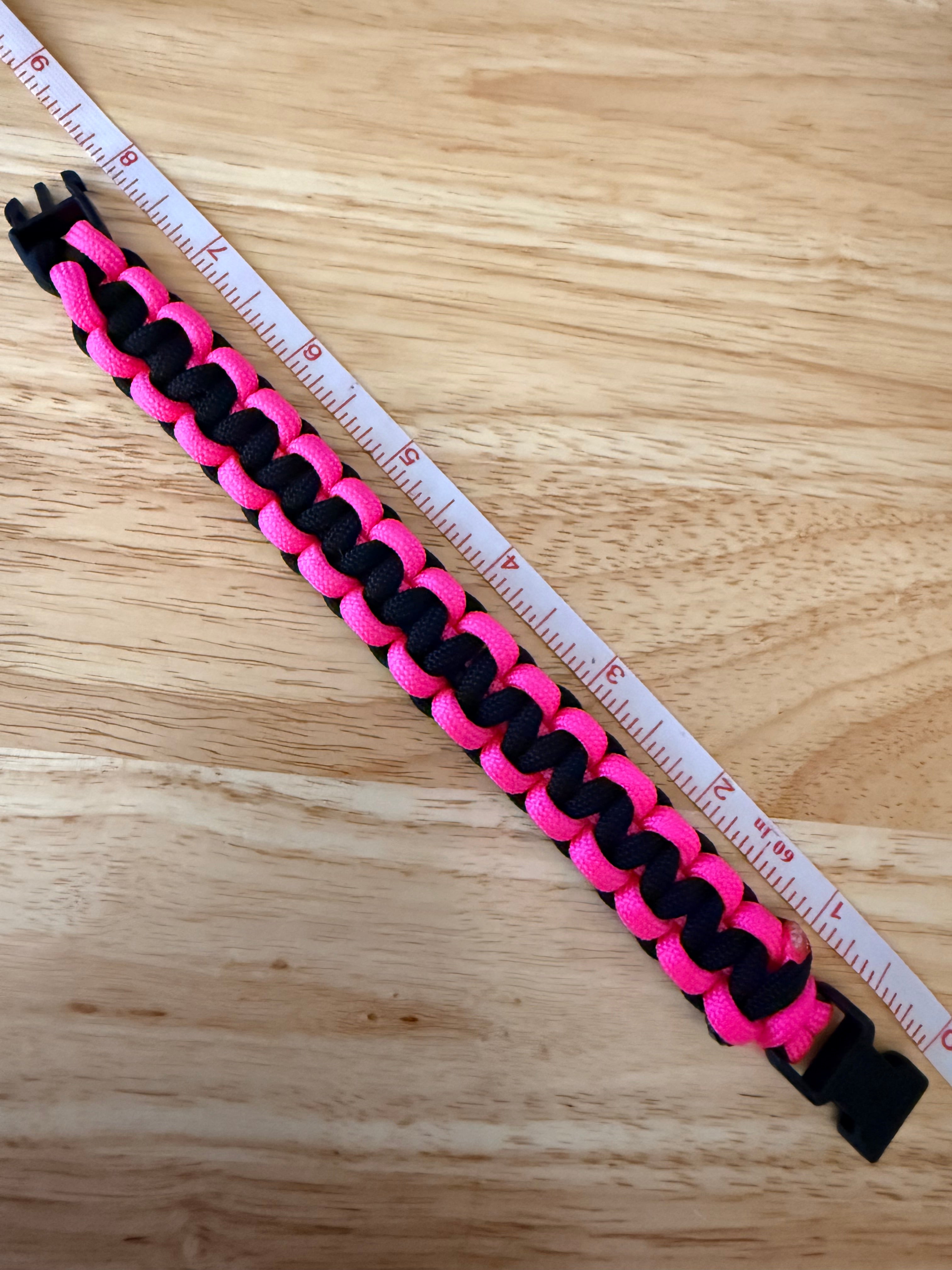 hot pink and black paracord bracelet