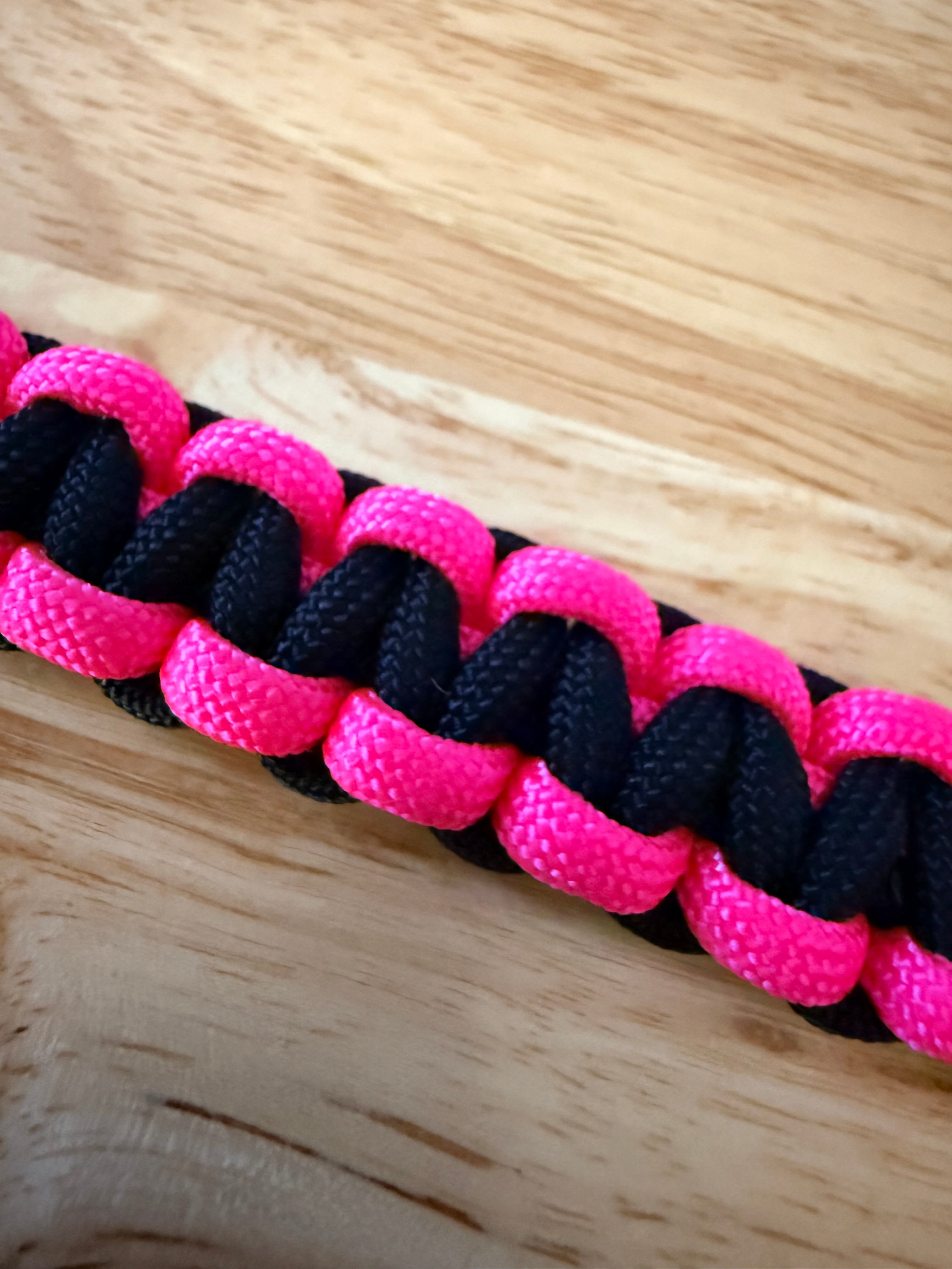 hot pink and black paracord bracelet