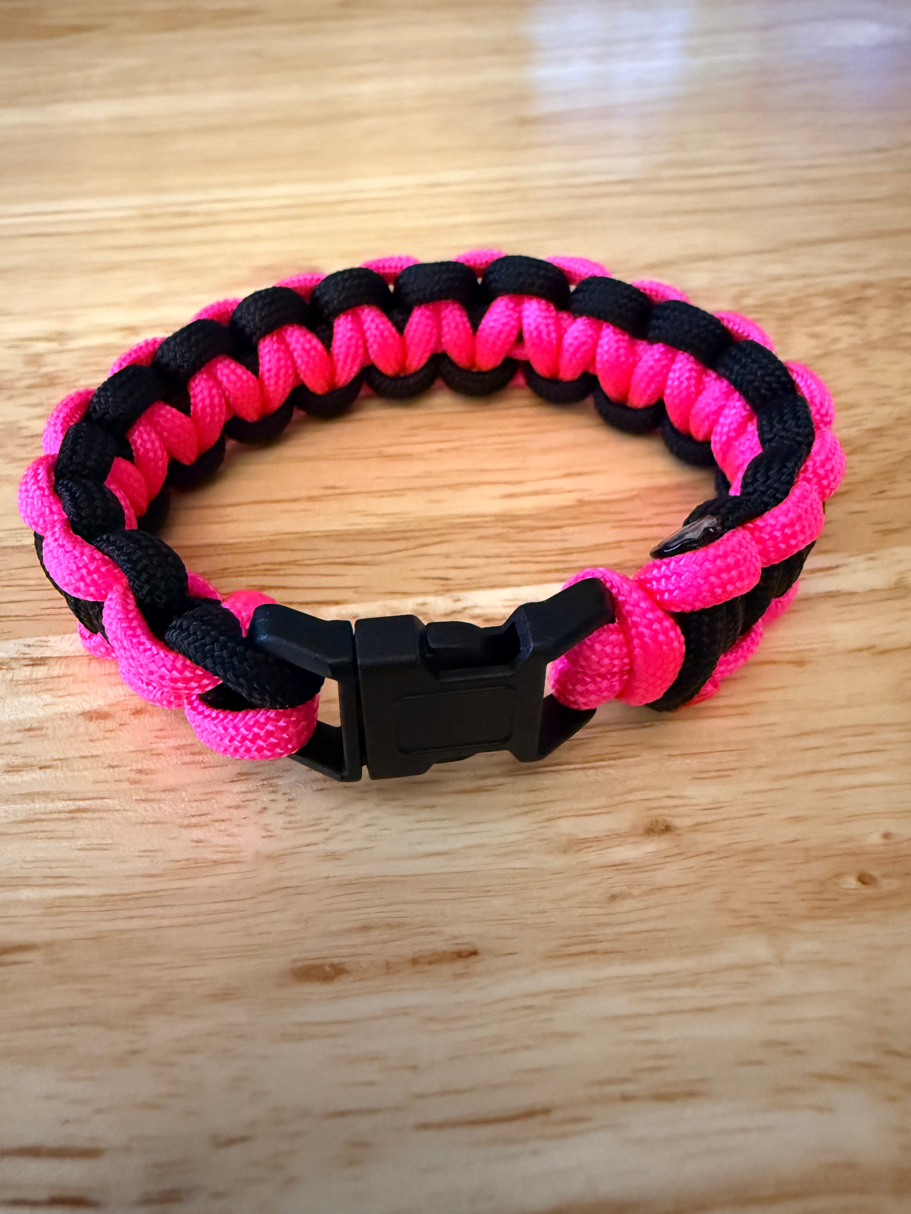 hot pink and black paracord bracelet