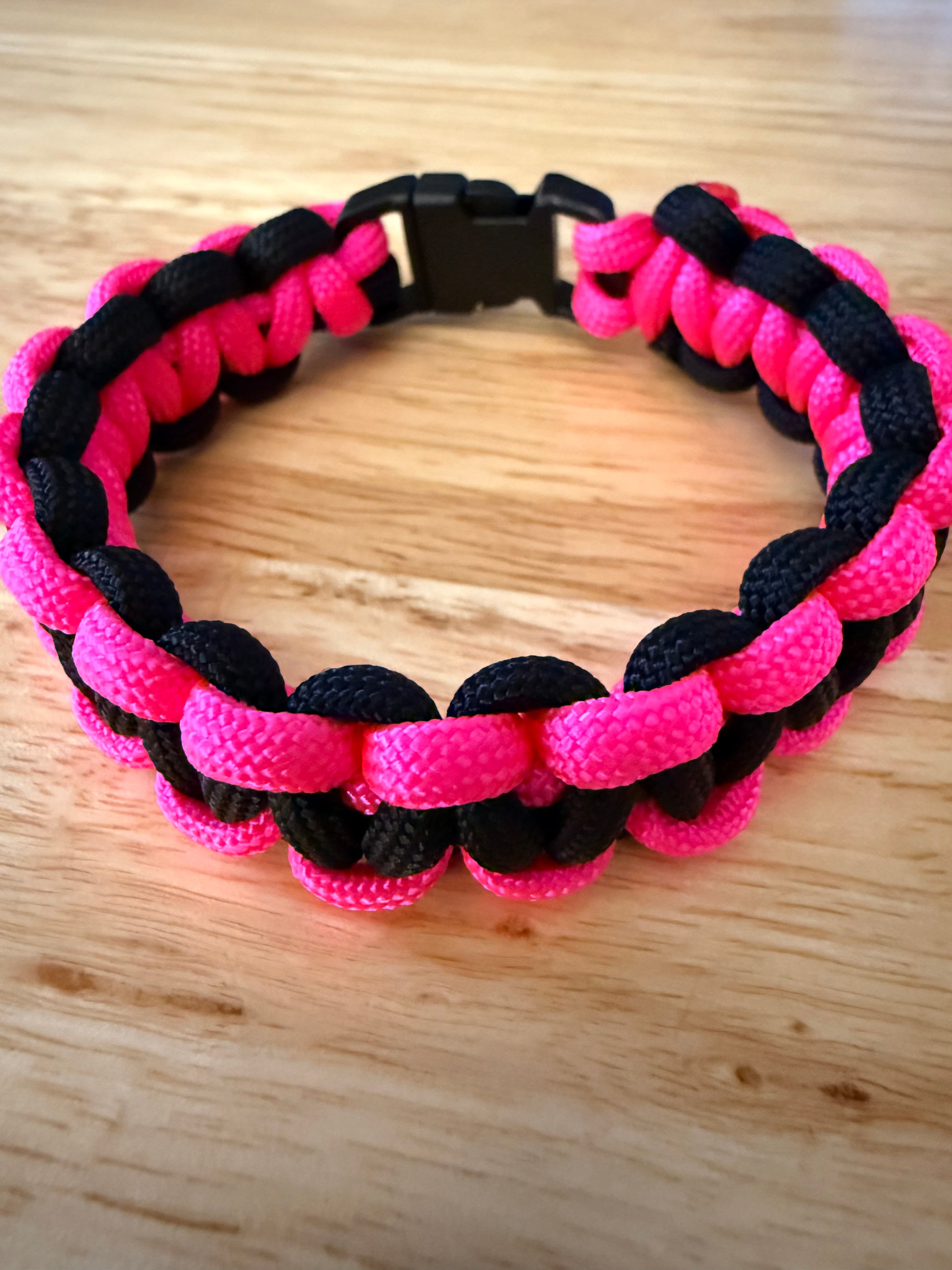 hot pink and black paracord bracelet
