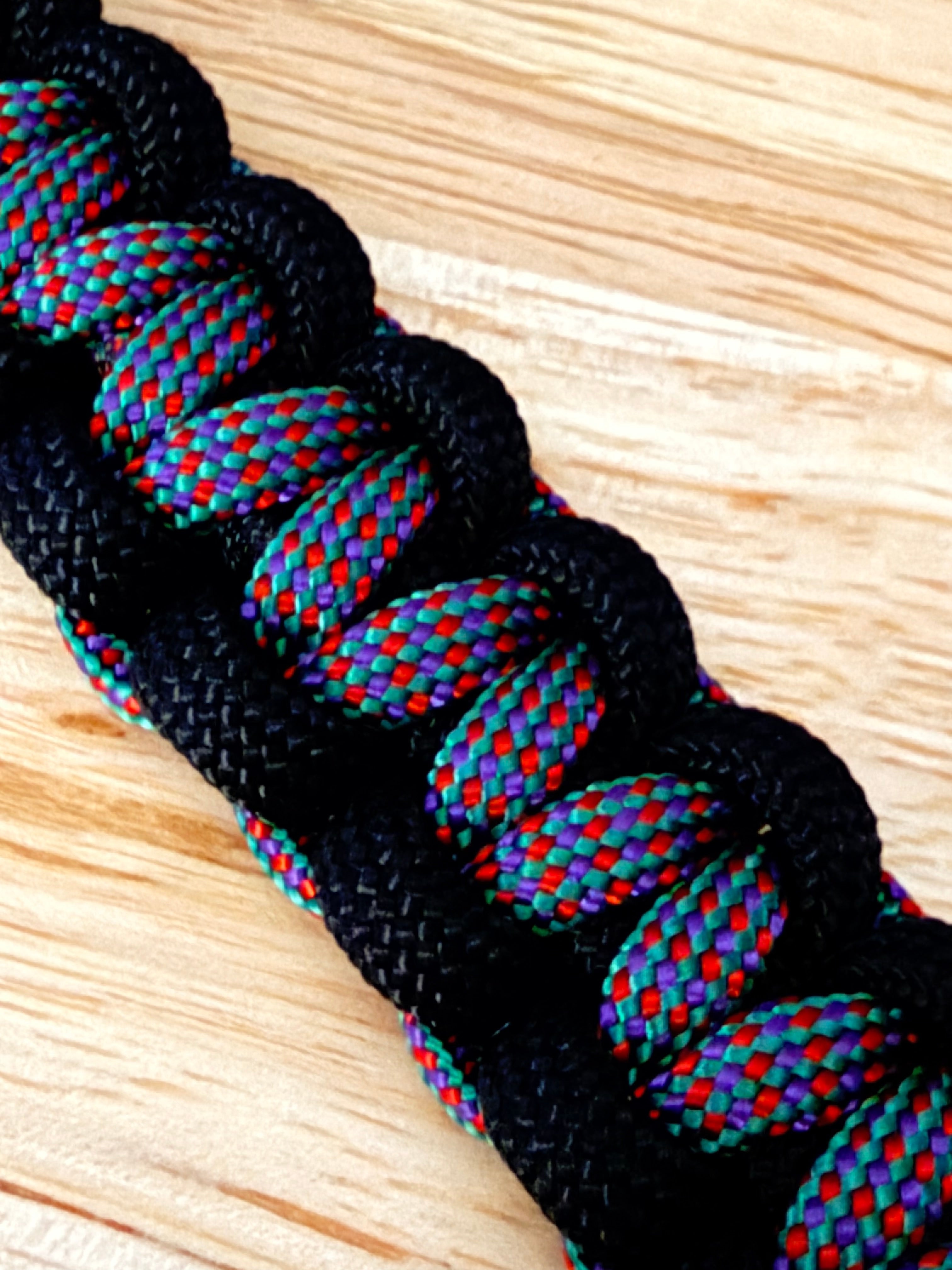 black and multi colored paracord bracelet