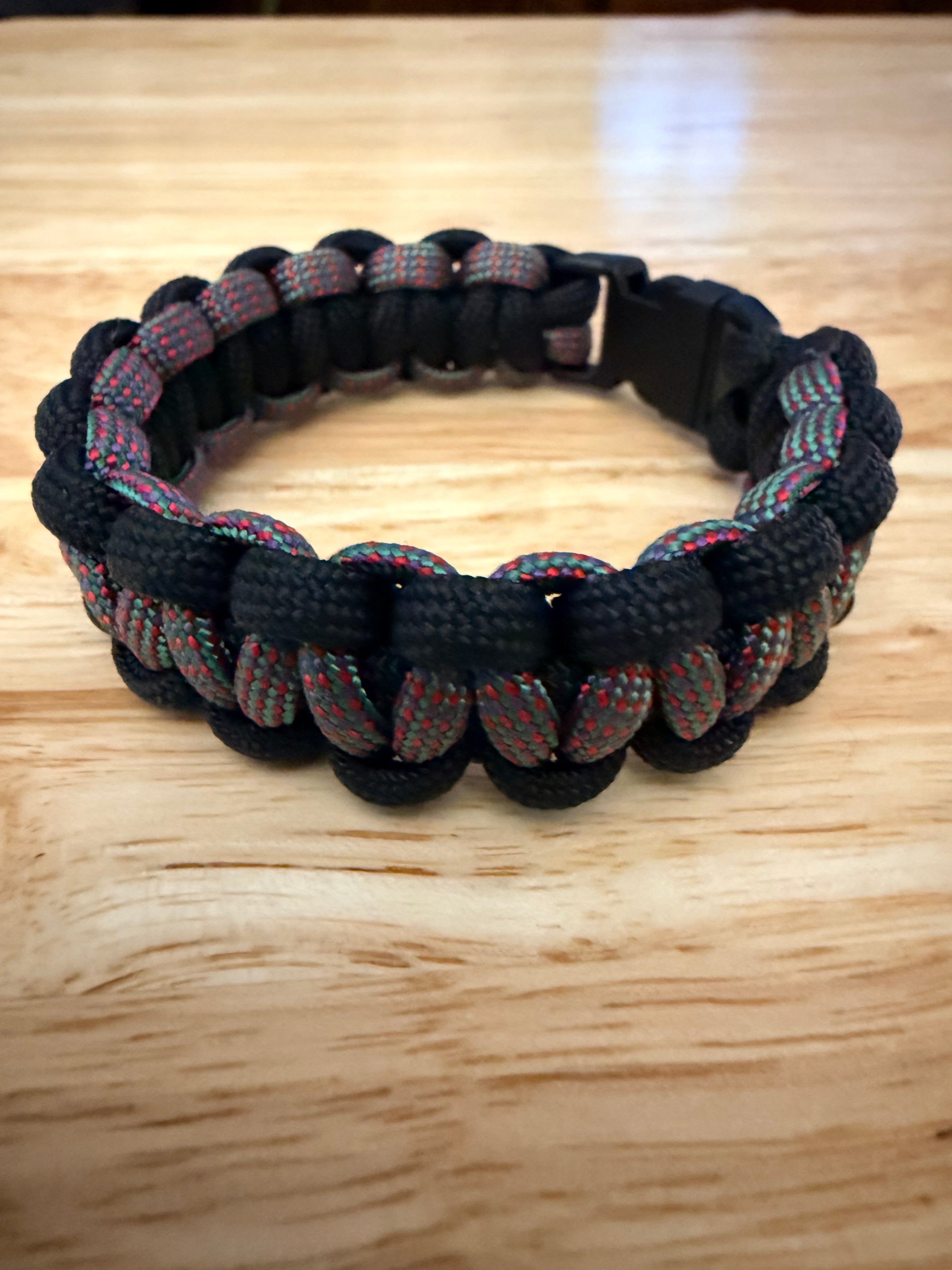 black and multi colored paracord bracelet