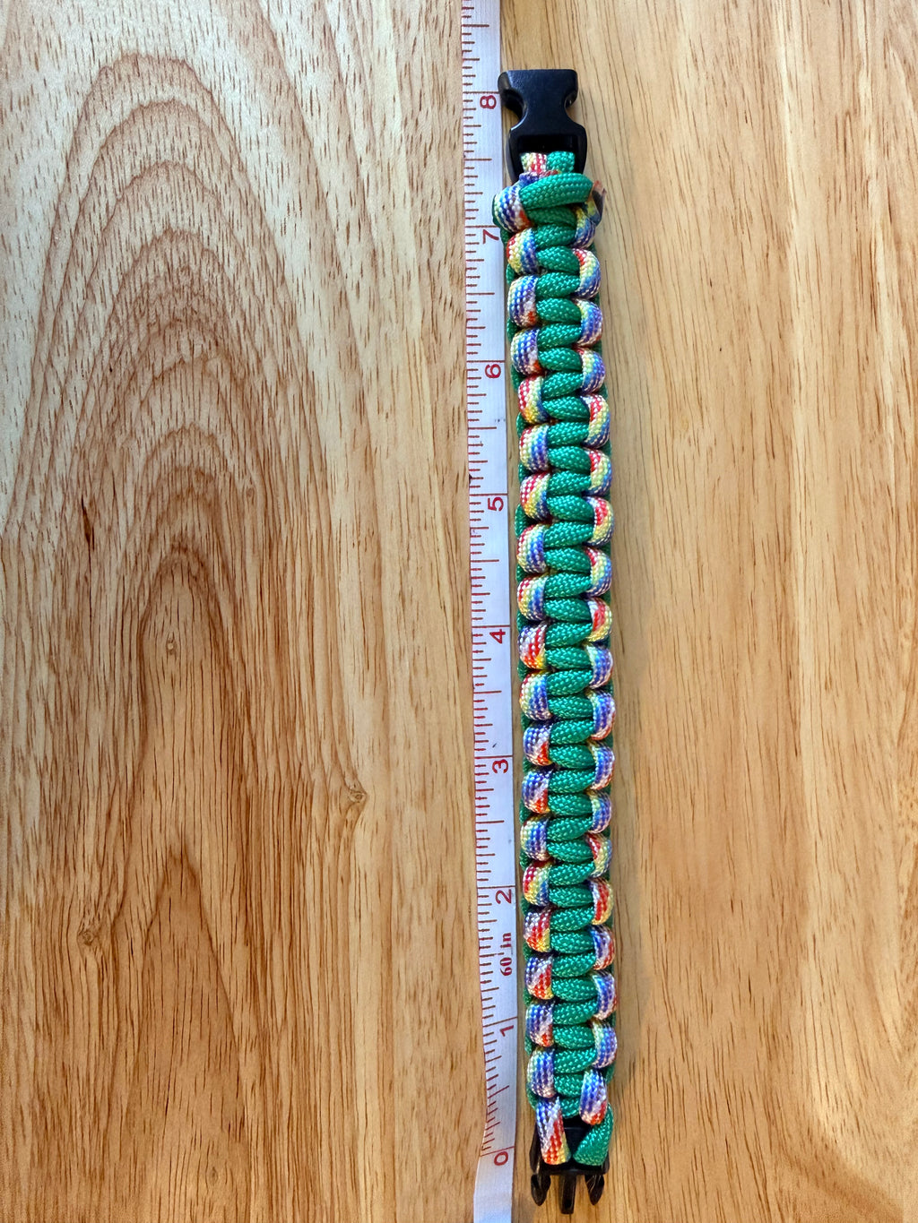 green and rainbow color paracord bracelet
