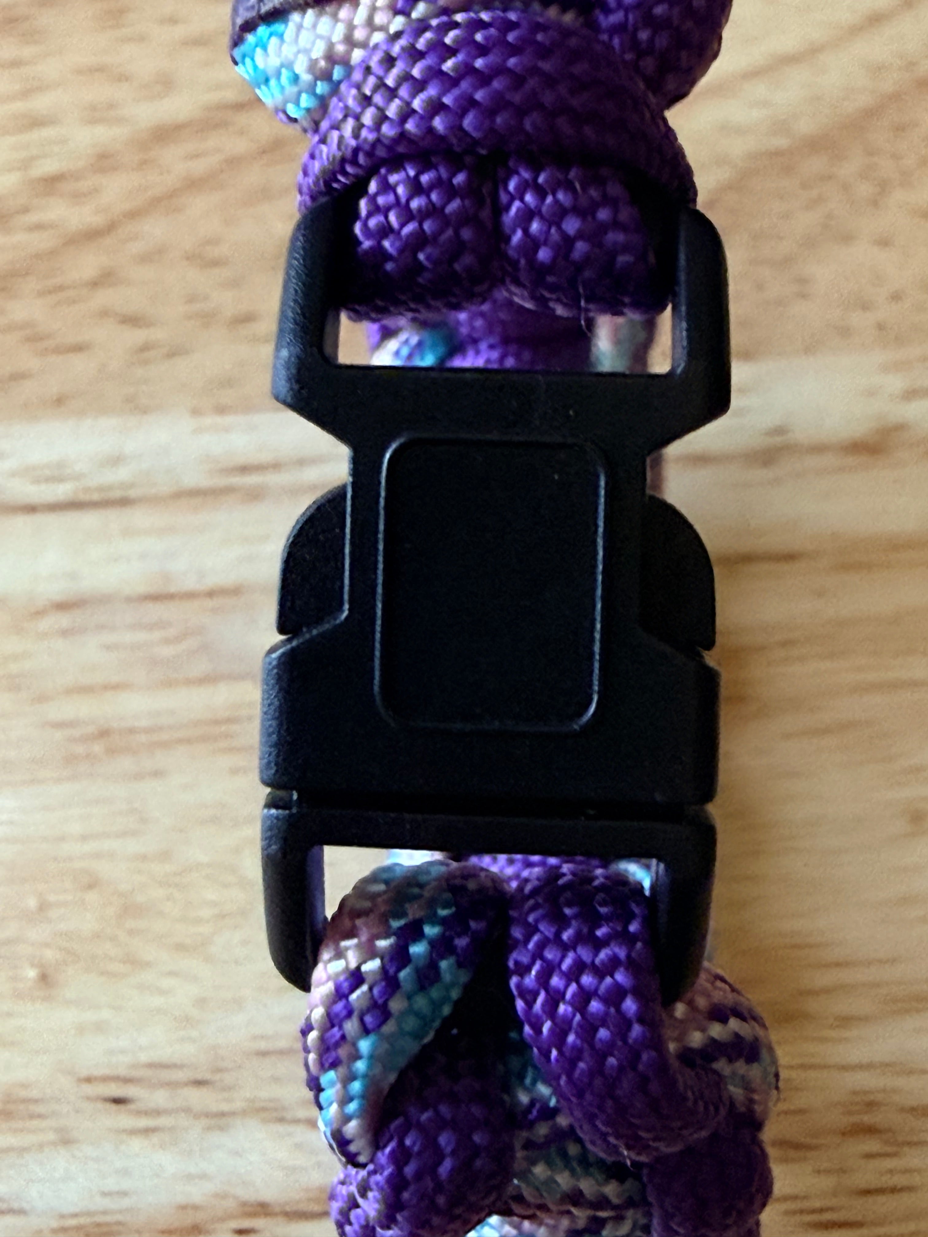 purple & light blue/pink/white paracord bracelet