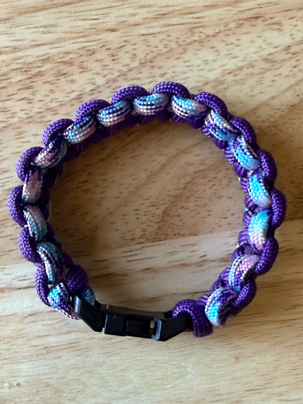 purple & light blue/pink/white paracord bracelet