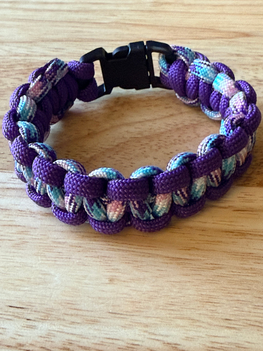 purple & light blue/pink/white paracord bracelet