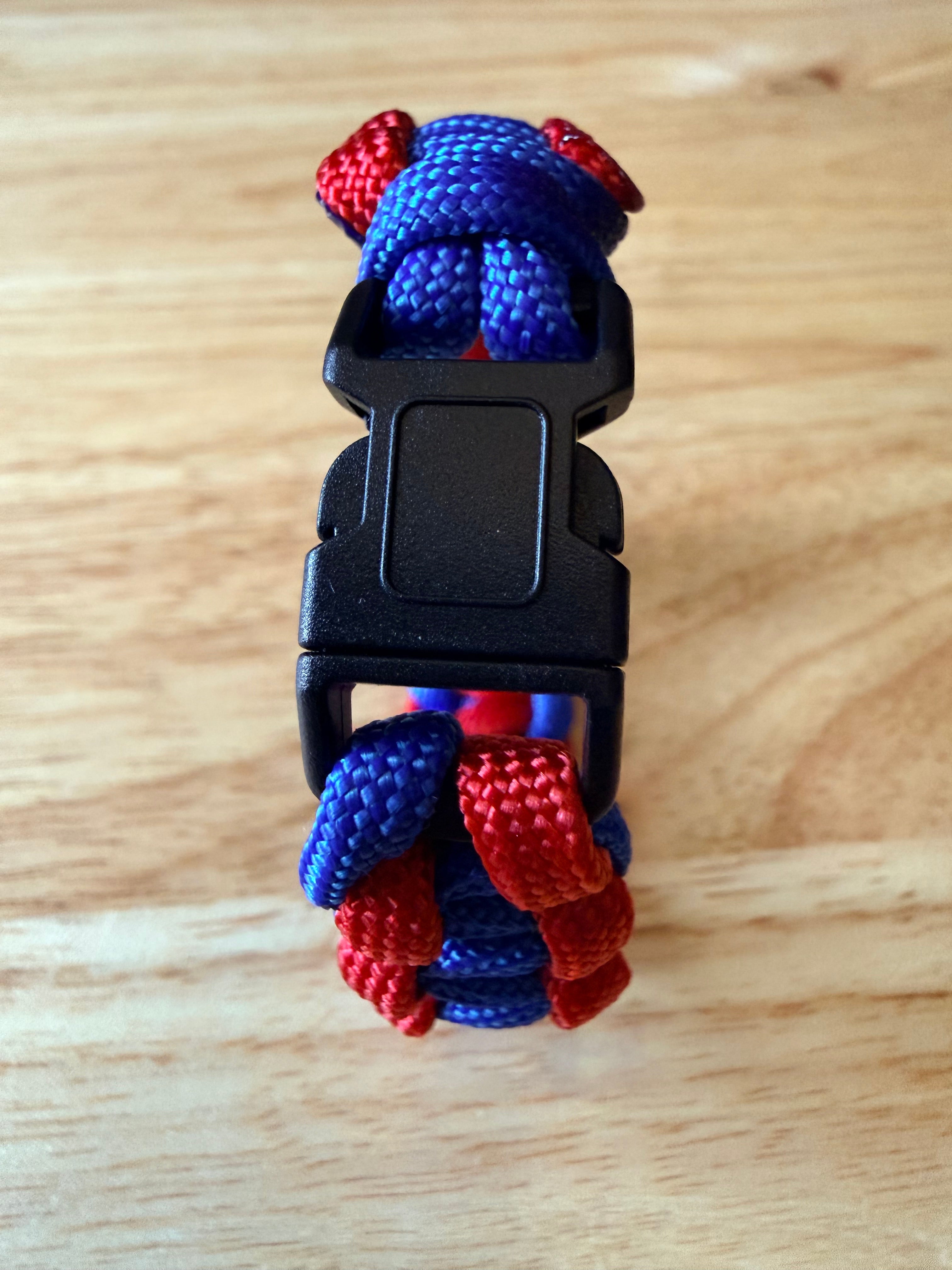 red & blue paracord bracelet