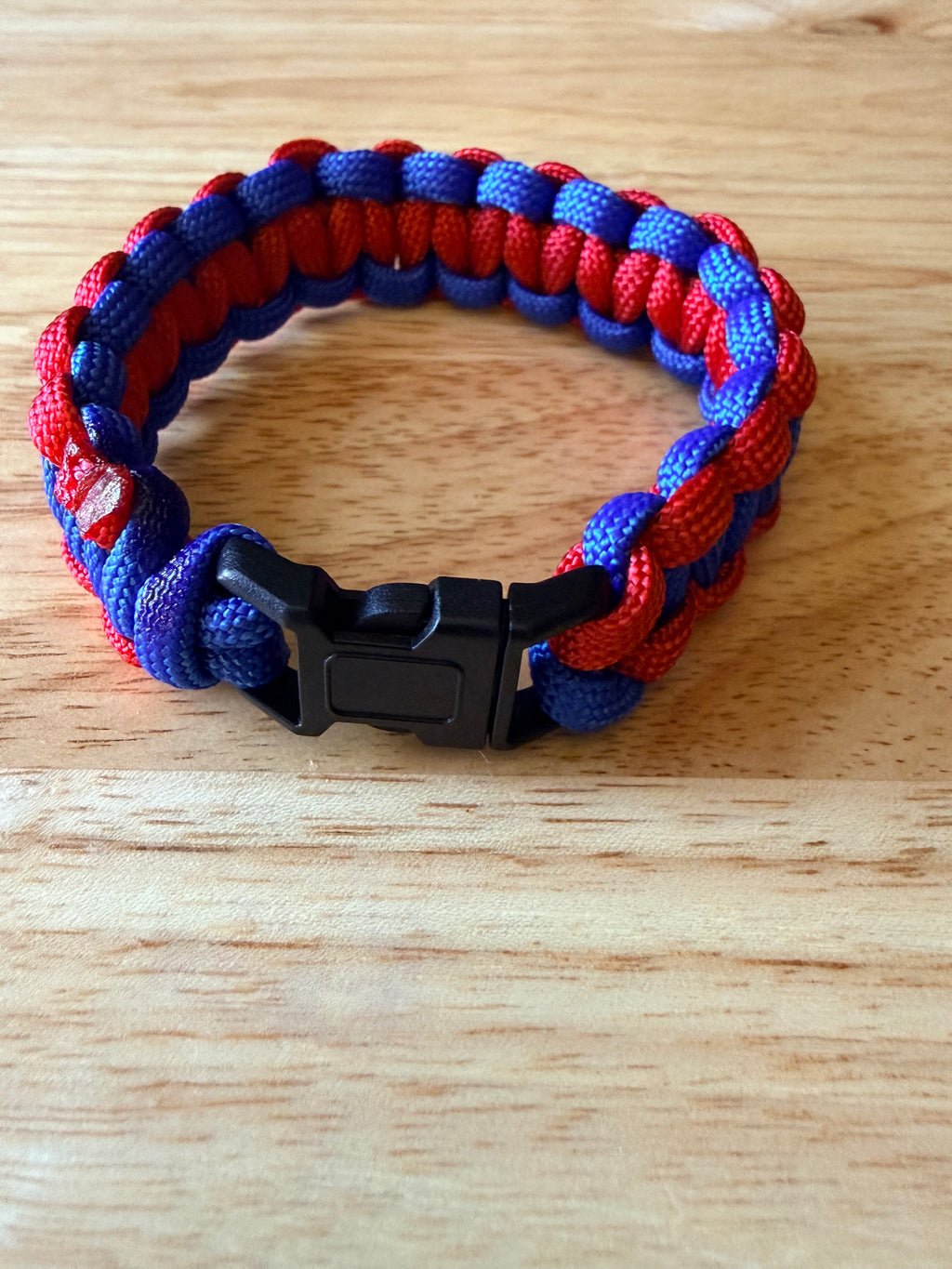 red & blue paracord bracelet