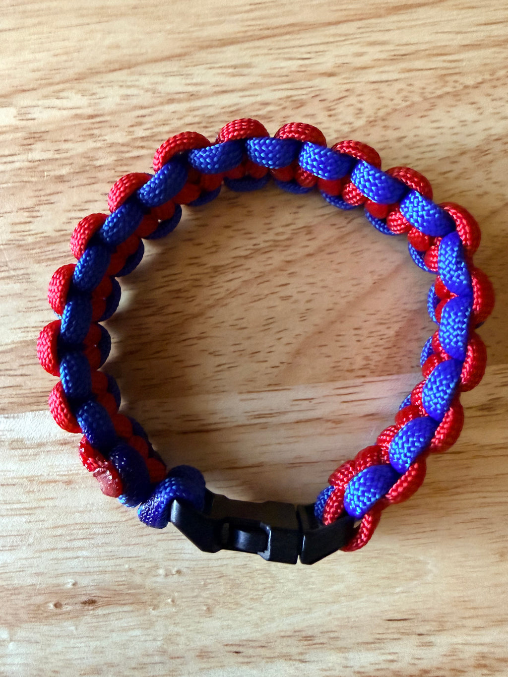 red & blue paracord bracelet