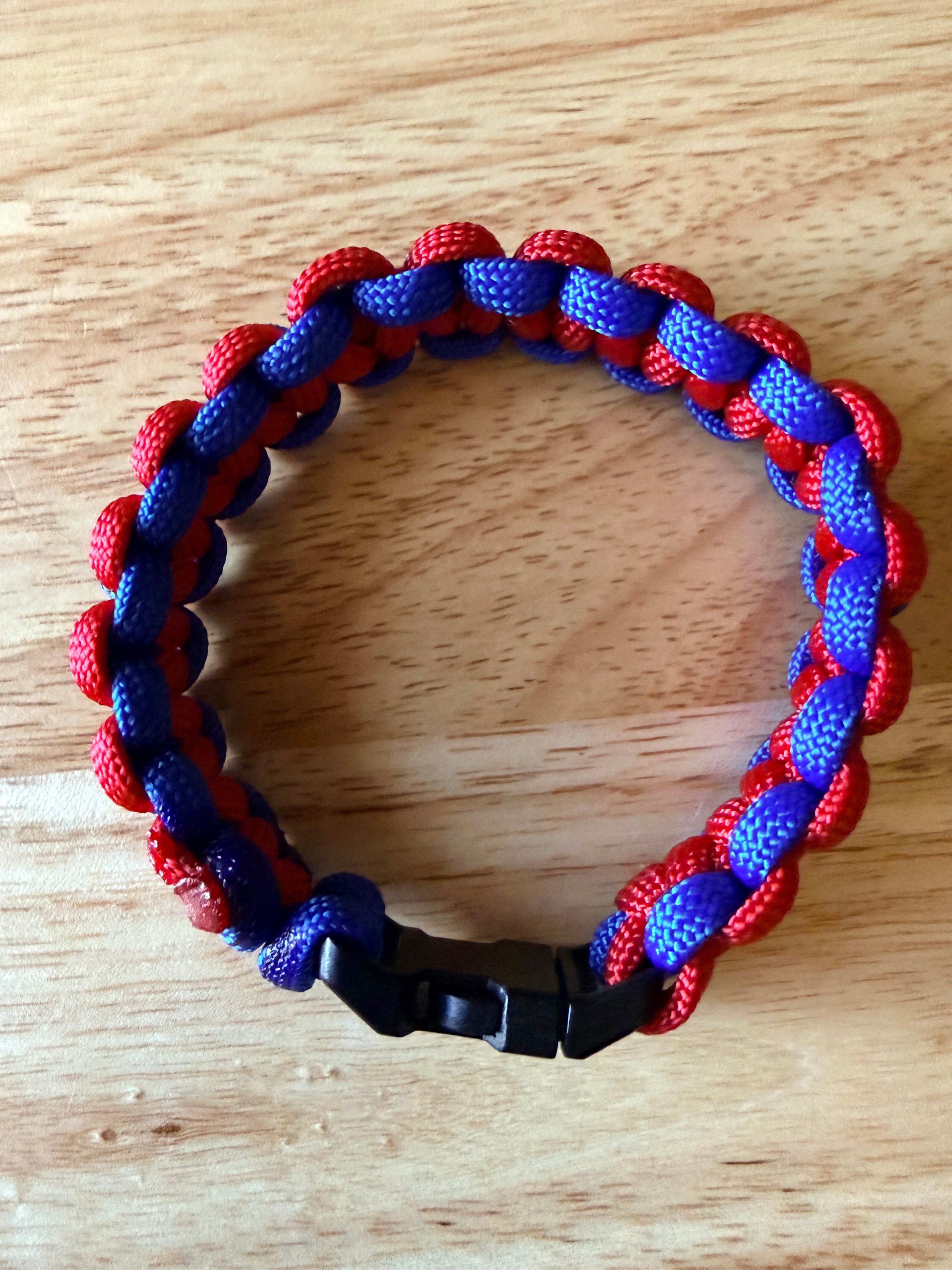 red & blue paracord bracelet