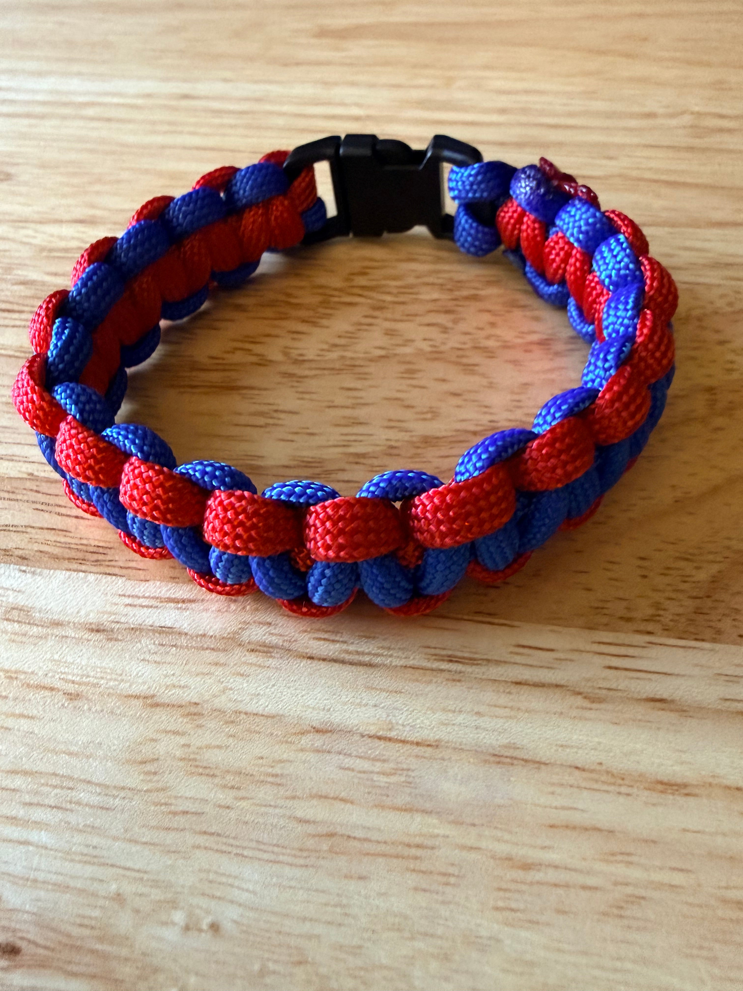 red & blue paracord bracelet