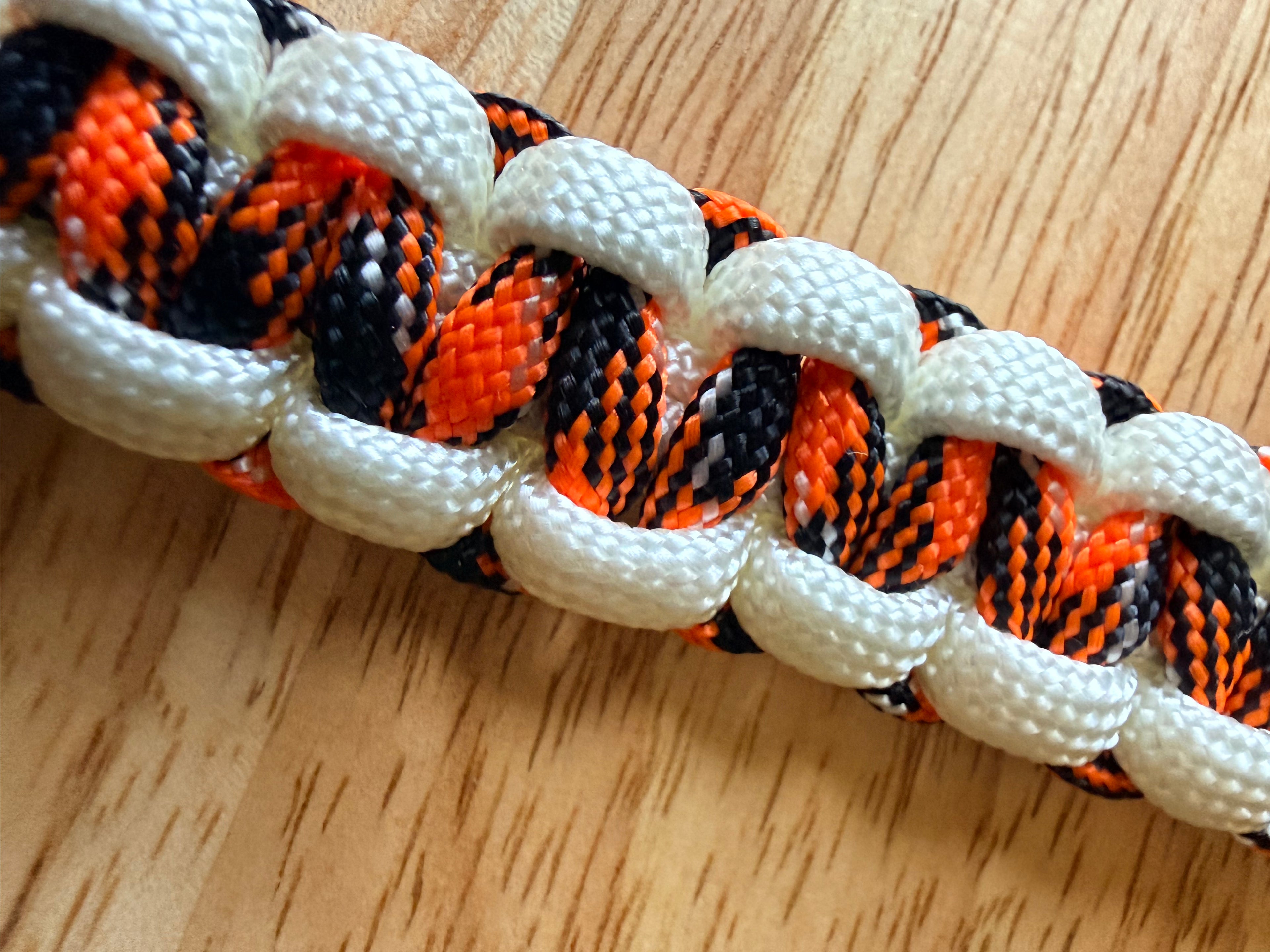 orange/black & white paracord bracelet