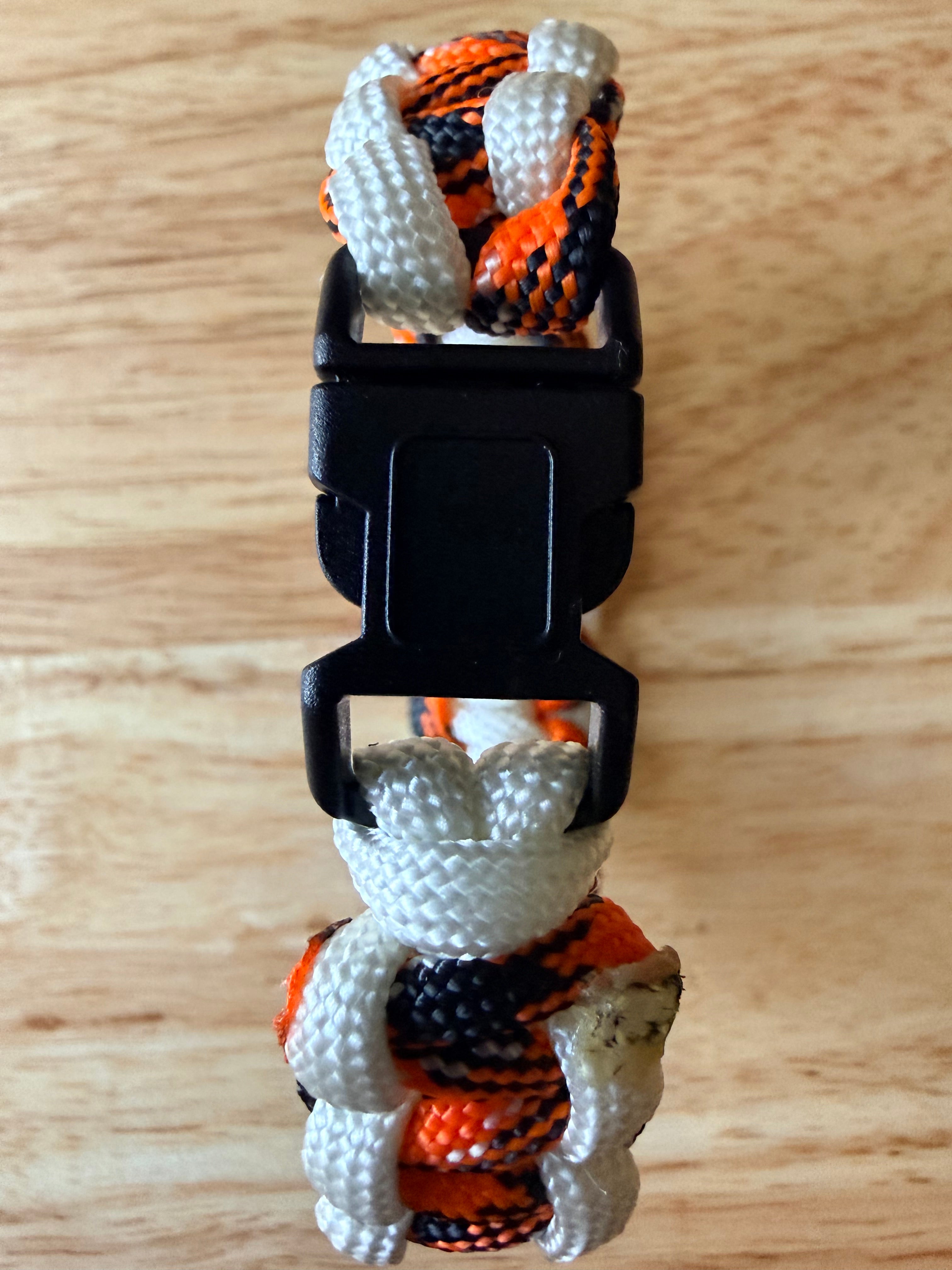 orange/black & white paracord bracelet