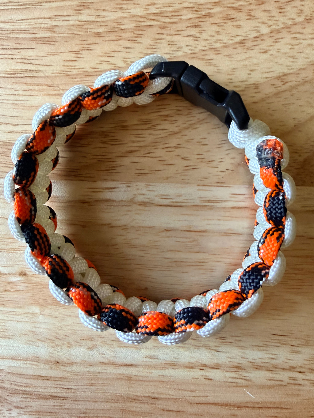 orange/black & white paracord bracelet