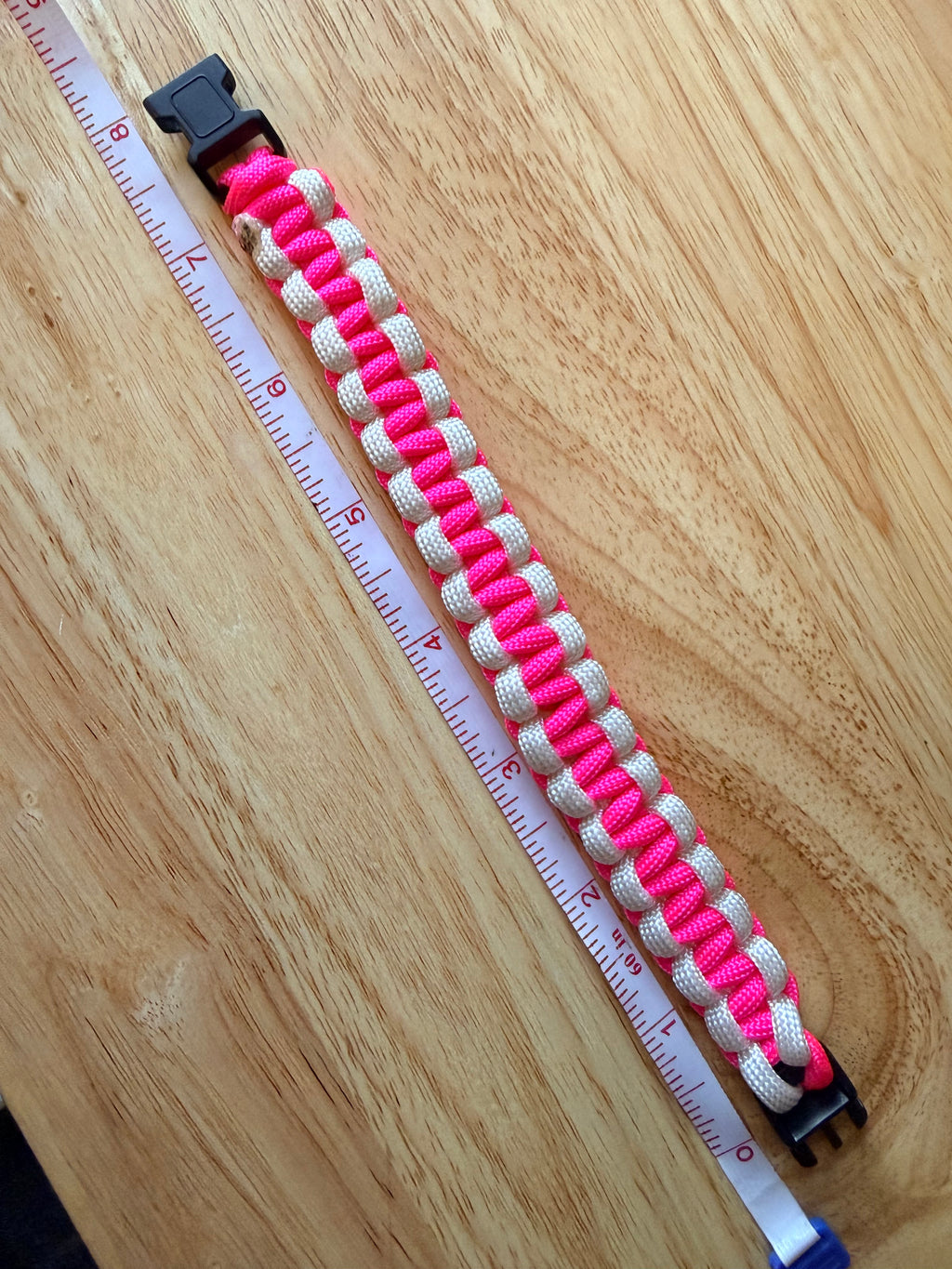 white & hot pink paracord bracelet