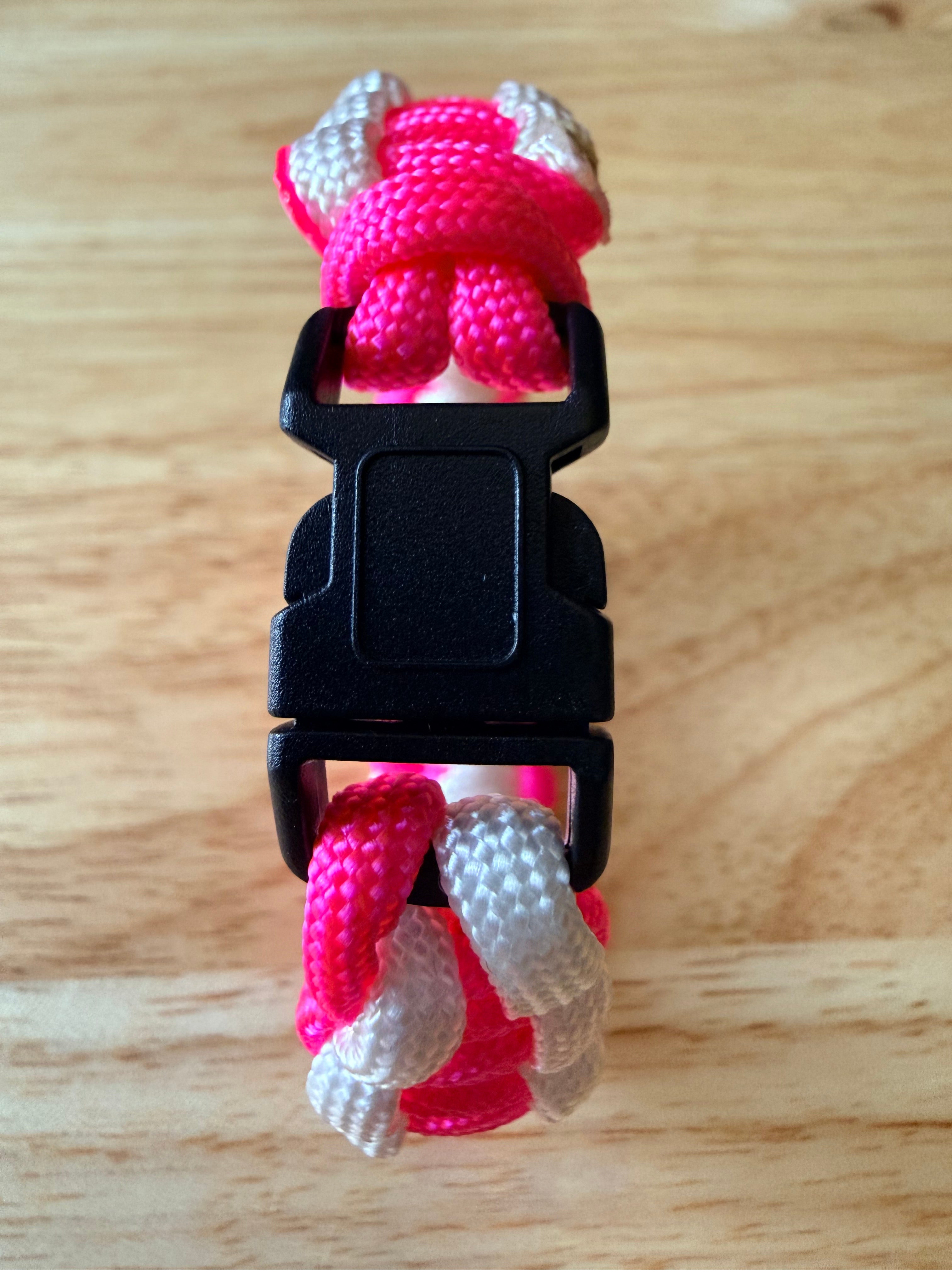 white & hot pink paracord bracelet